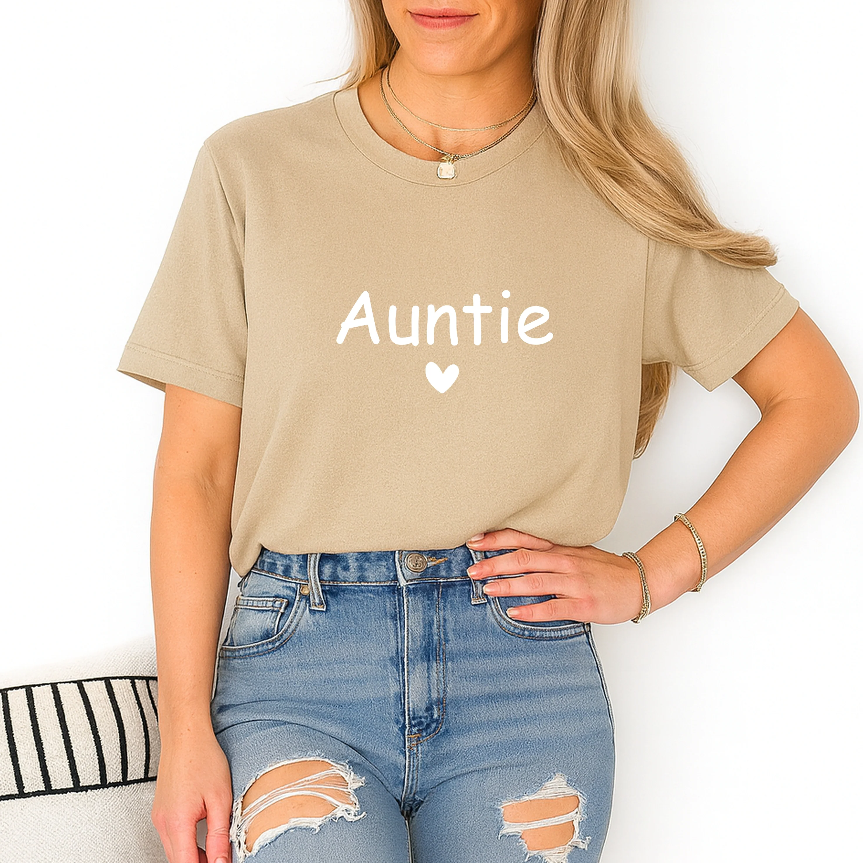 Aunties Bestie Heart Beige Matching Outfits - Image 5