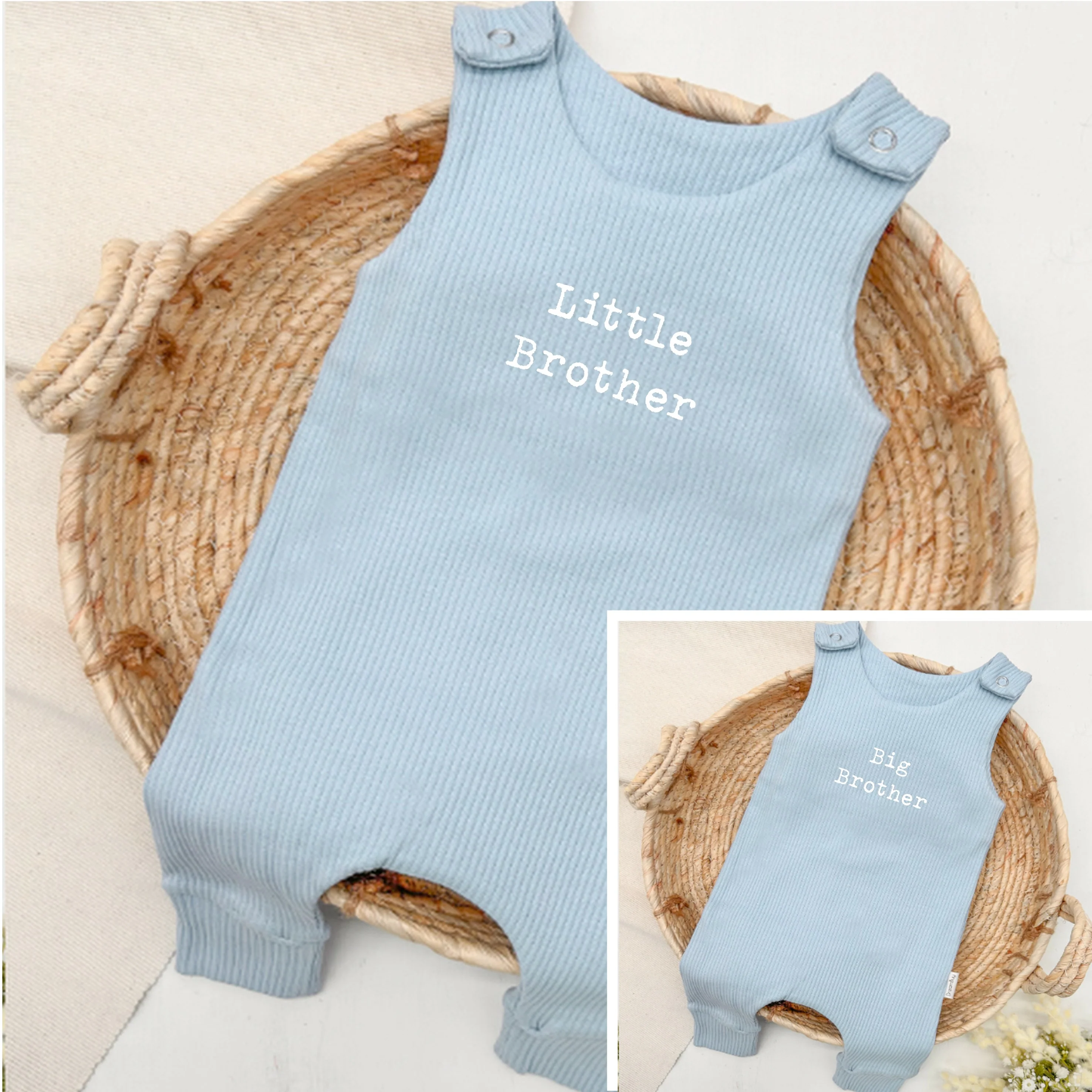 Personalised Big Brother/Little Brother Ribbed Dungarees