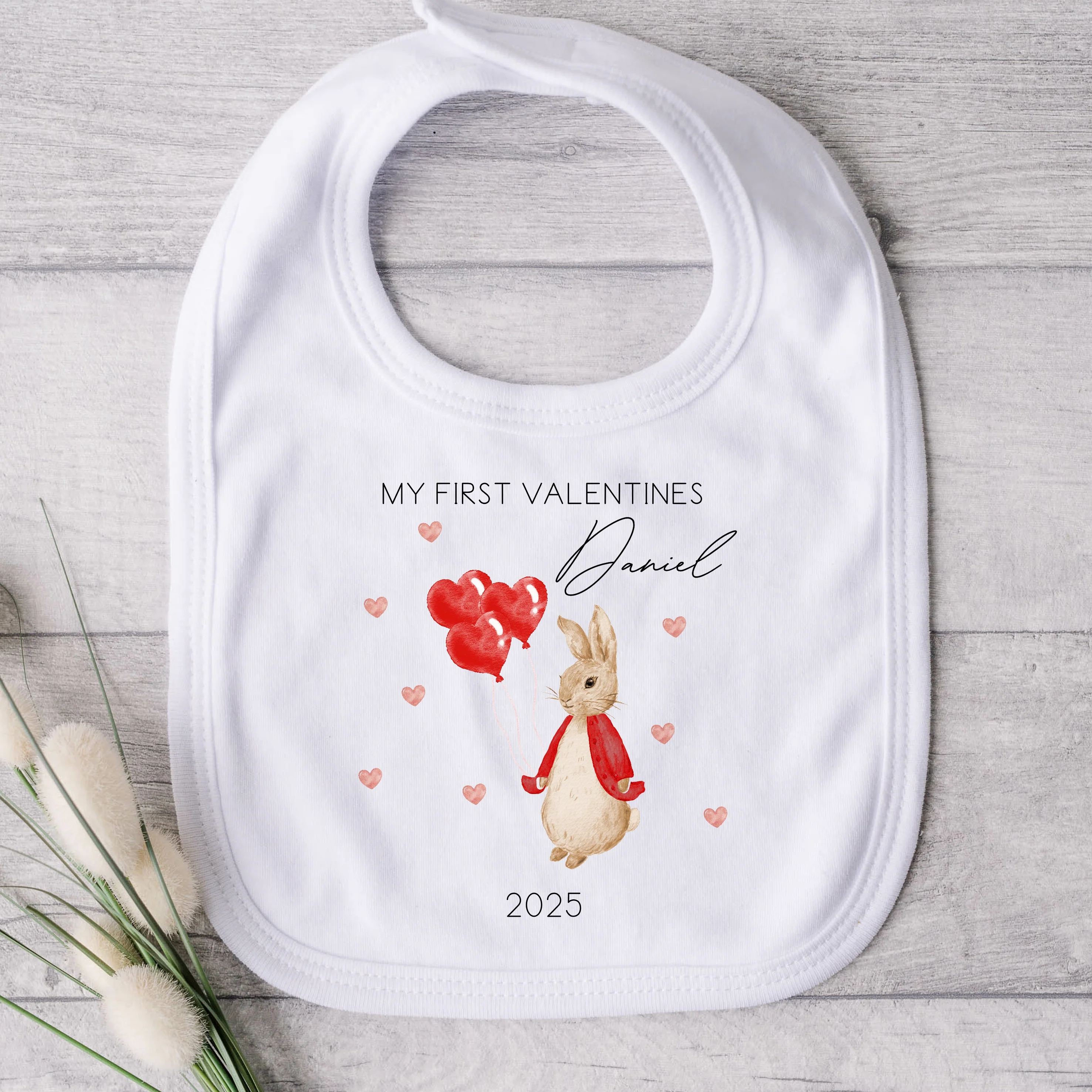 Personalised My First Valentines Red Rabbit Baby Grow or Vest - Image 3