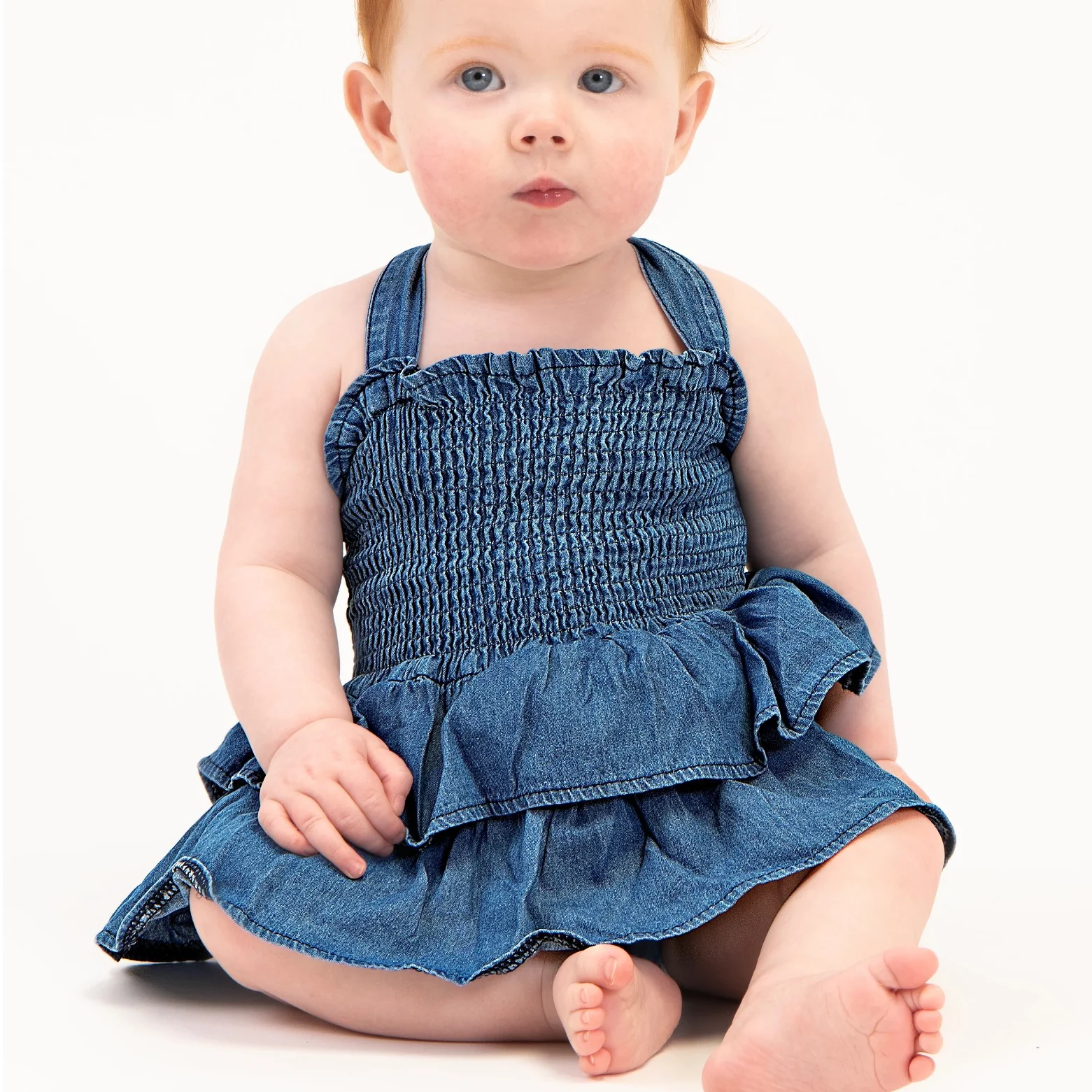 Denim Frilly Romper Bodysuit