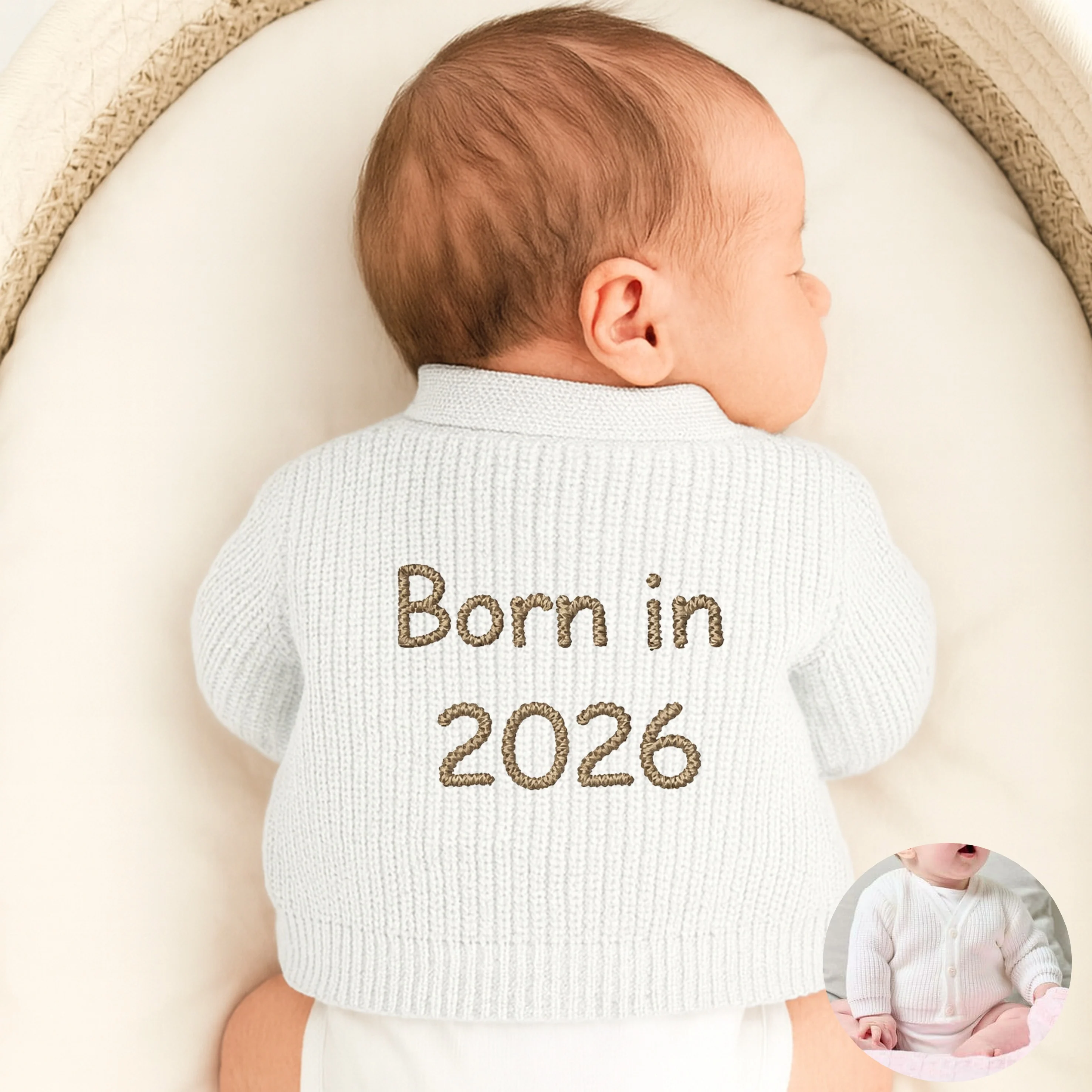 Embroidered Born in 2026 Knitted Cardigan - Image 4