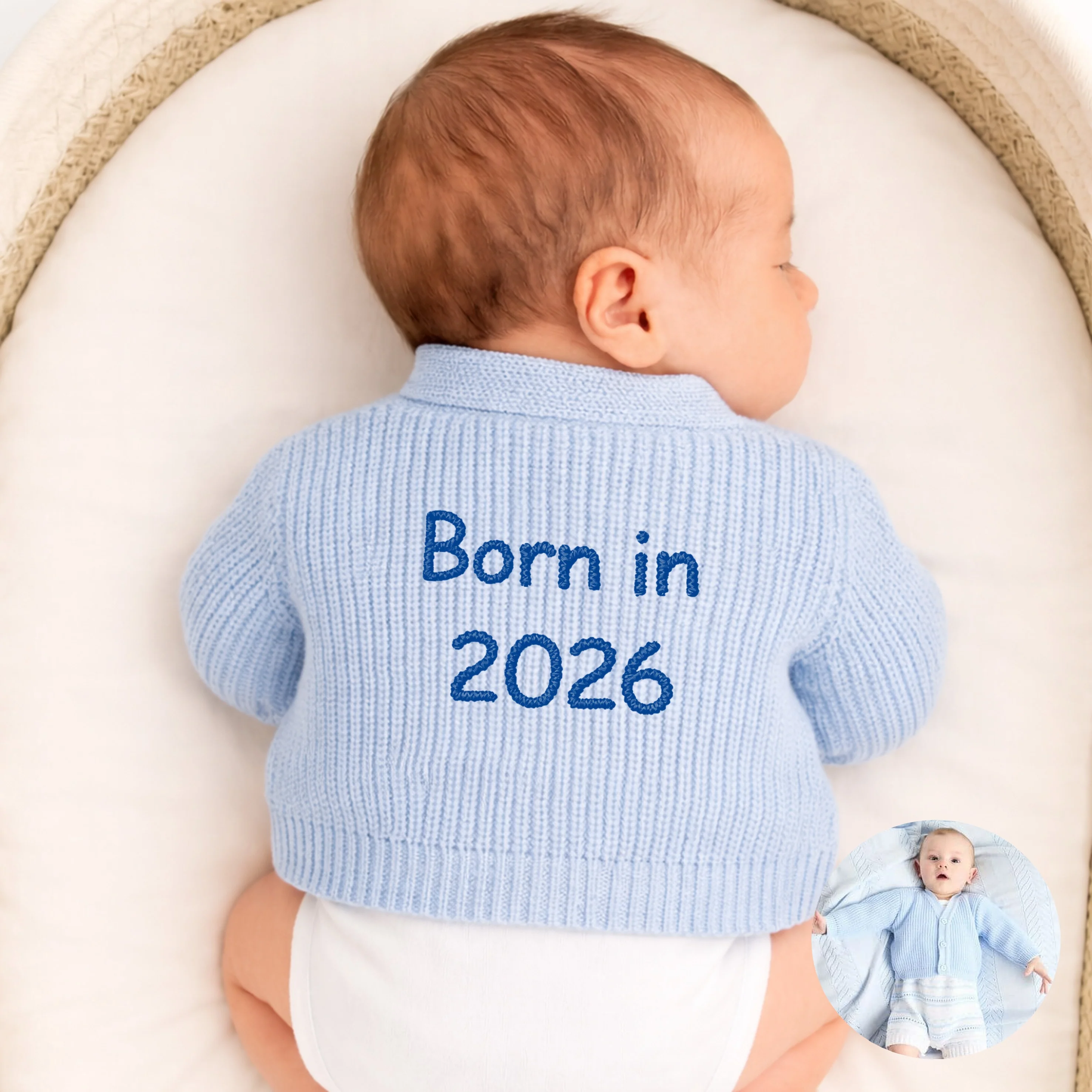 Embroidered Born in 2026 Knitted Cardigan - Image 5