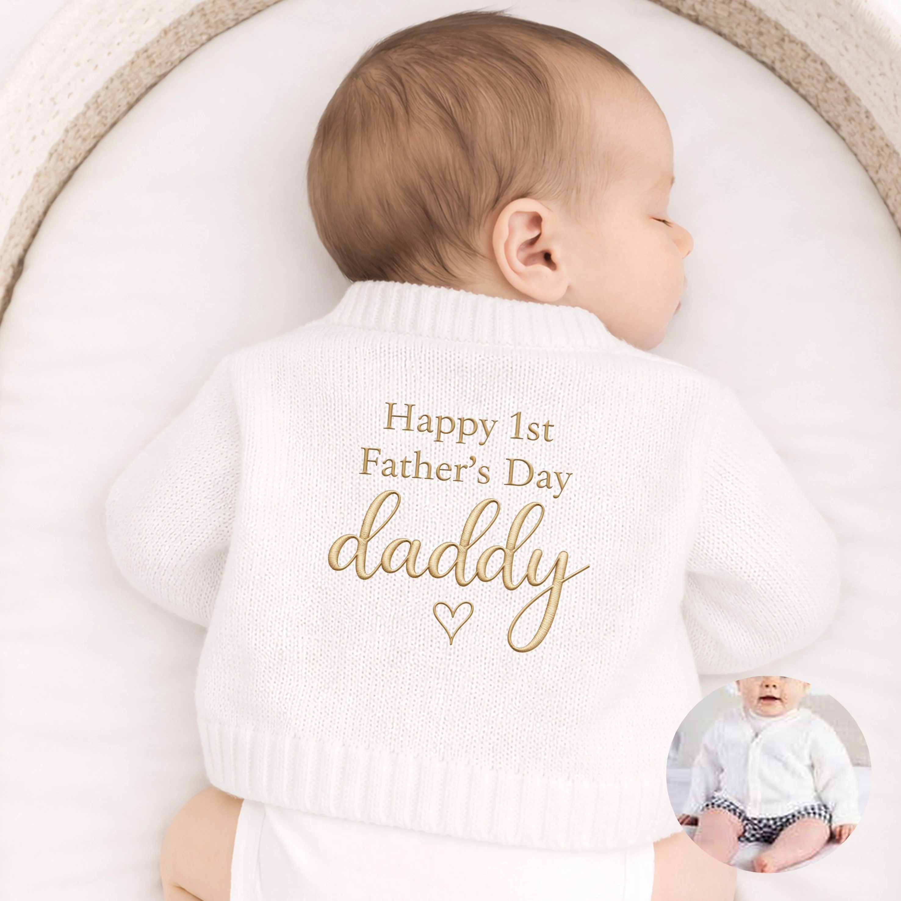 Embroidered Happy 1st Father's Day Daddy Cardigan - Image 5