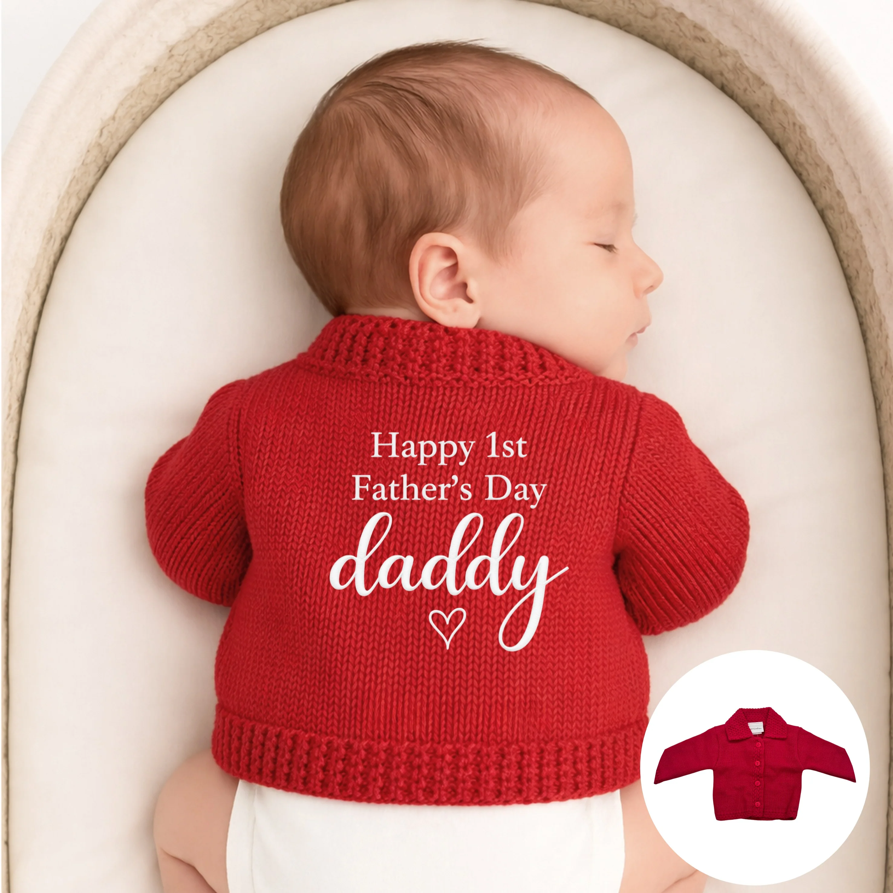 Embroidered Happy 1st Father's Day Daddy Cardigan - Image 6