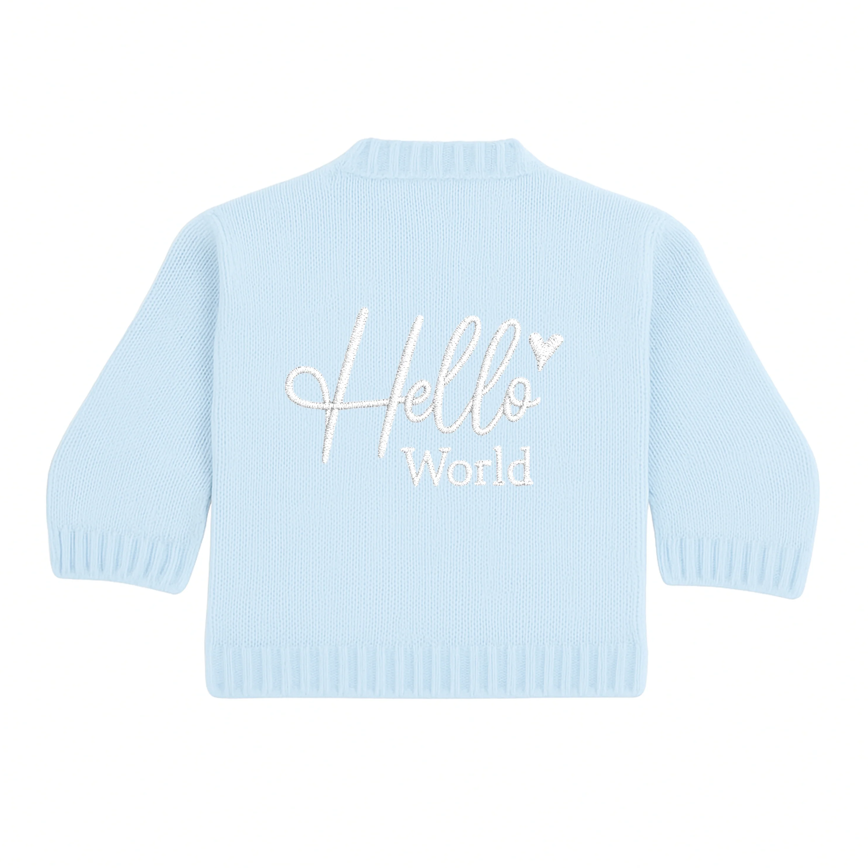 Embroidered Hello World Knitted Cardigan - Image 4