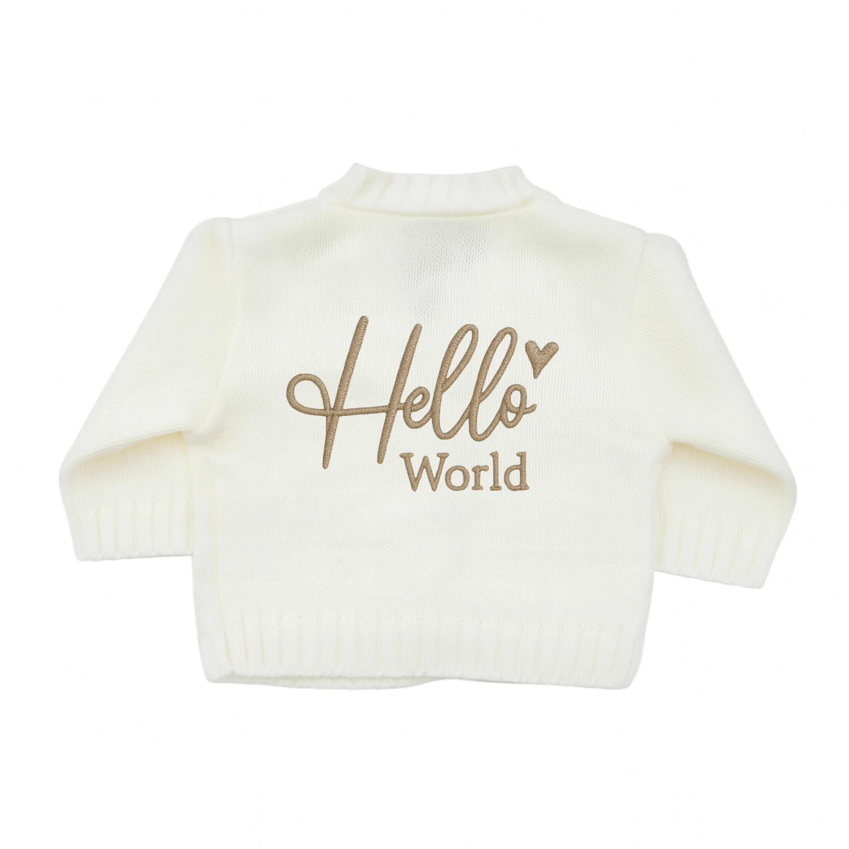 Embroidered Hello World Knitted Cardigan - Image 5