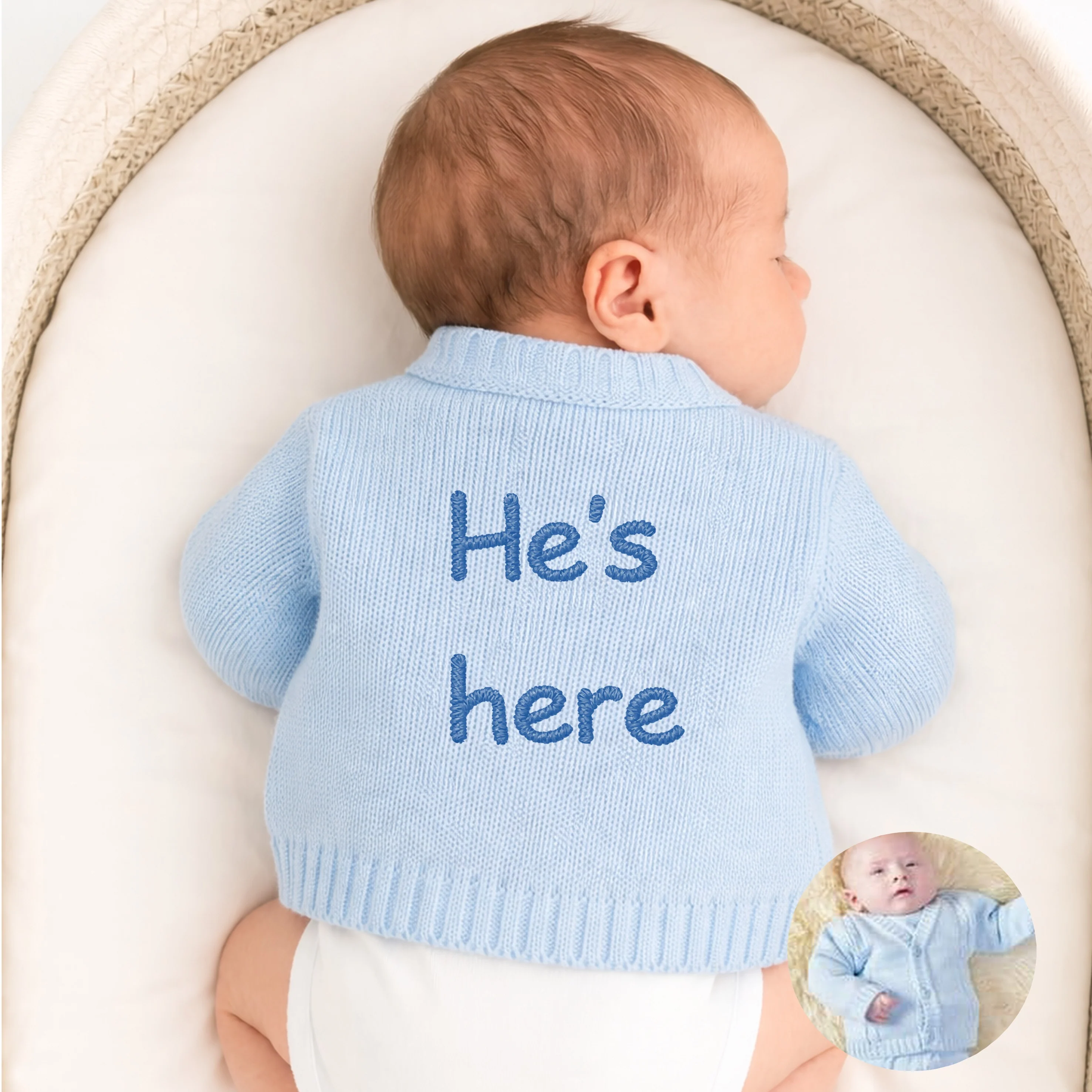 Embroidered He's Here Knitted Cardigan - Image 7