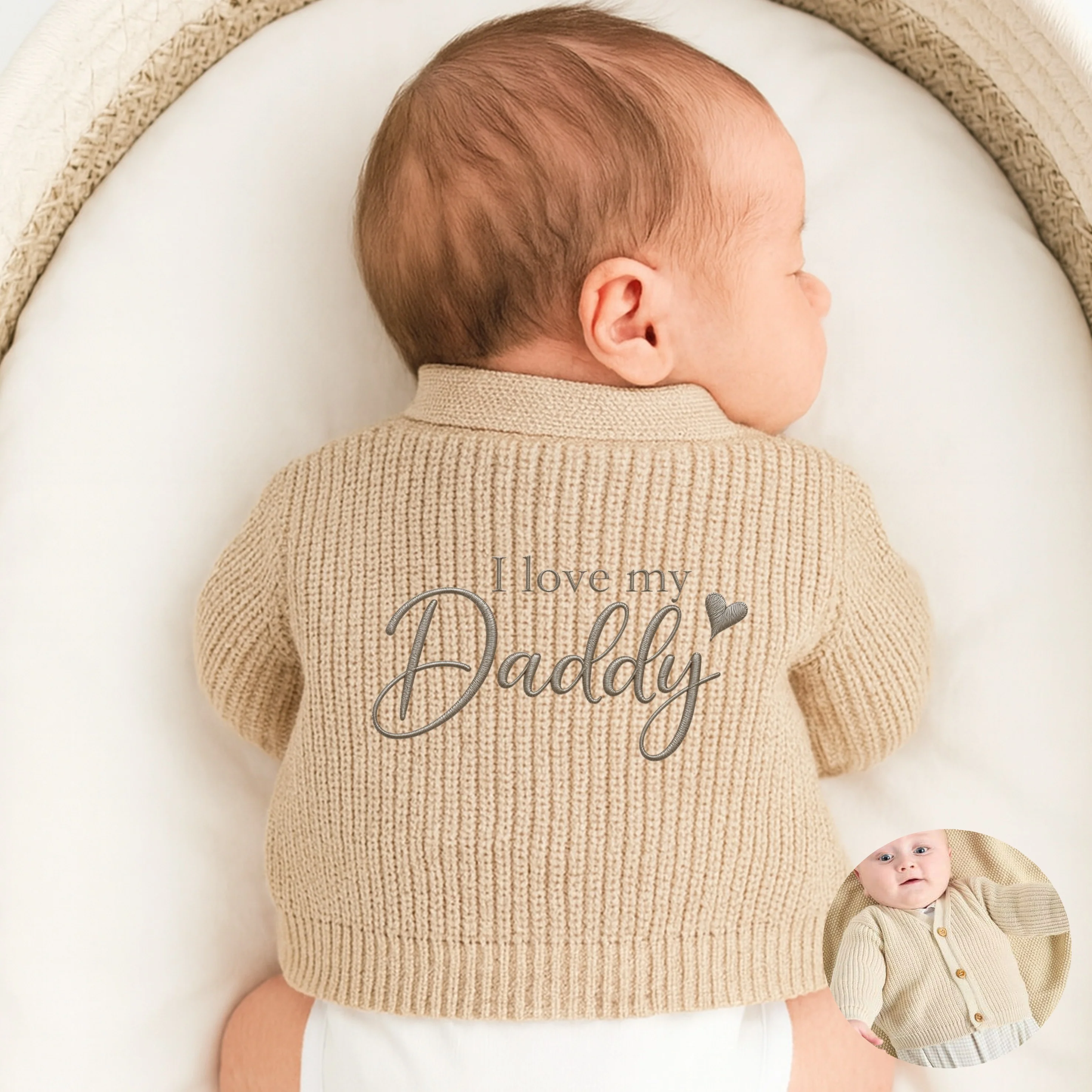 Embroidered I Love My Daddy Cardigan - Image 2