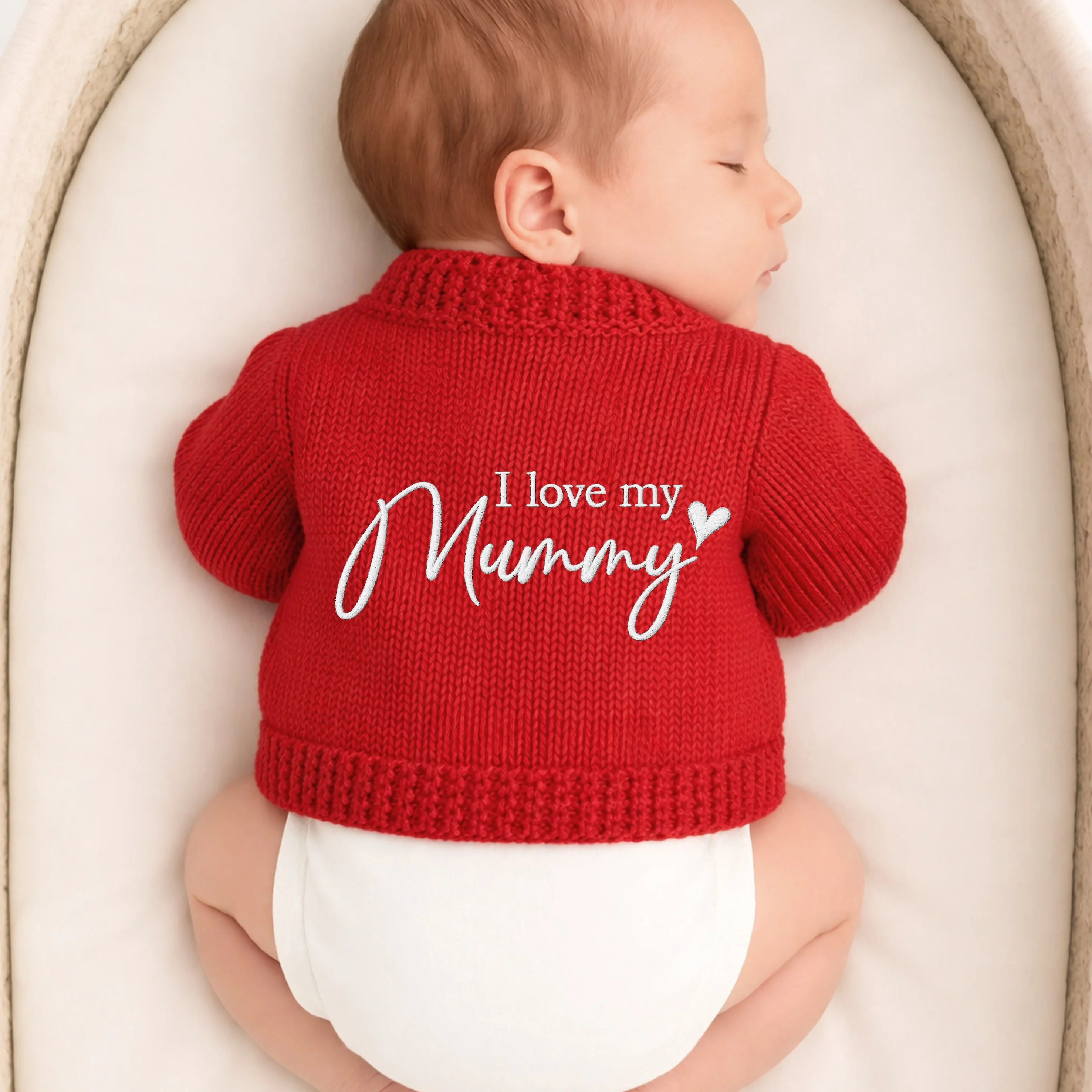 Embroidered I Love My Mummy Knitted Cardigan - Image 2