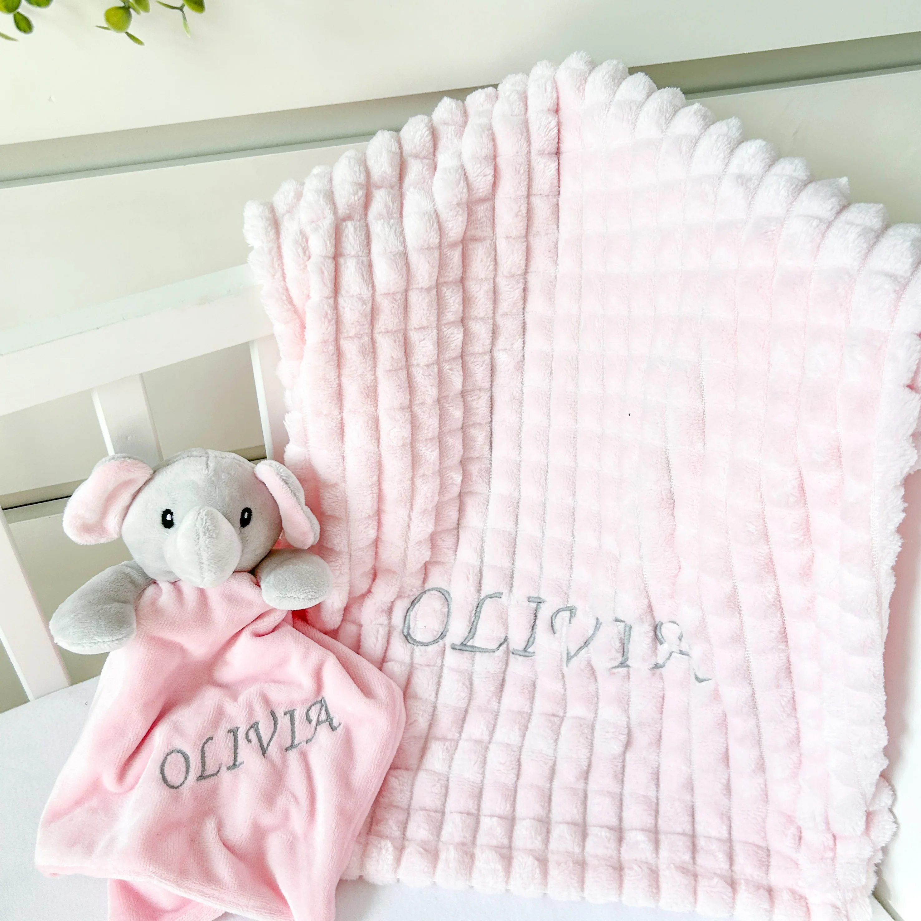 Embroidered Pink Personalised Blanket or Comforter - Image 3