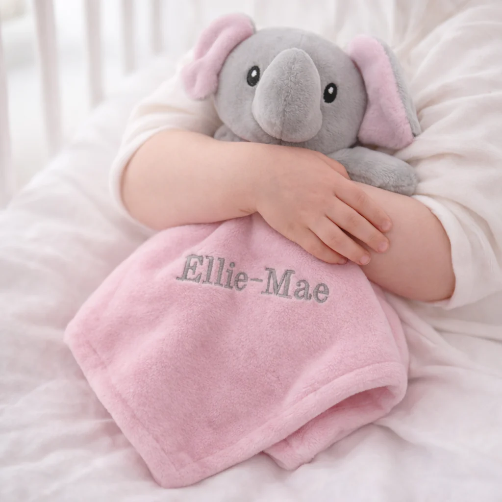 Embroidered Pink Personalised Blanket or Comforter - Image 6