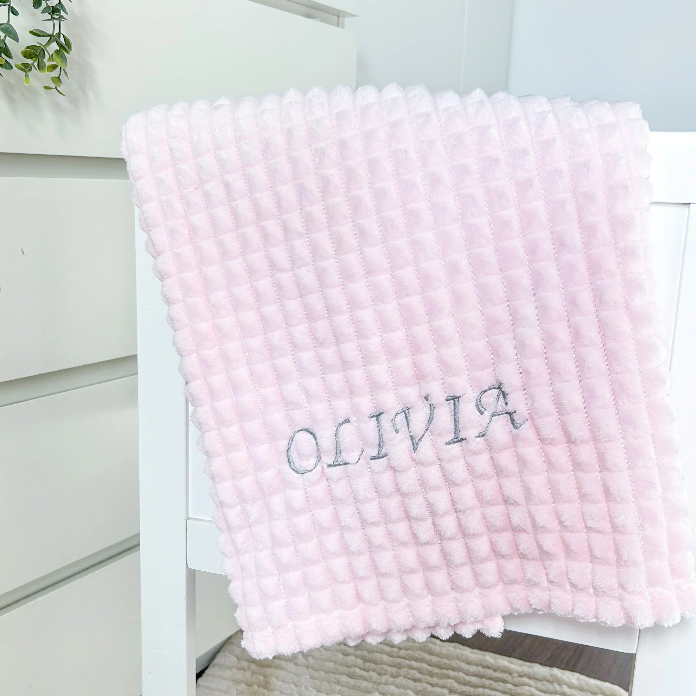 Embroidered Pink Personalised Blanket or Comforter - Image 7
