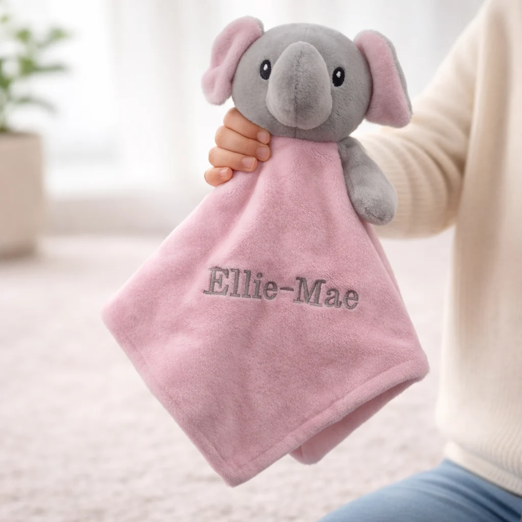Embroidered Pink Waffle Blanket and Comforter Gift Set - Image 4