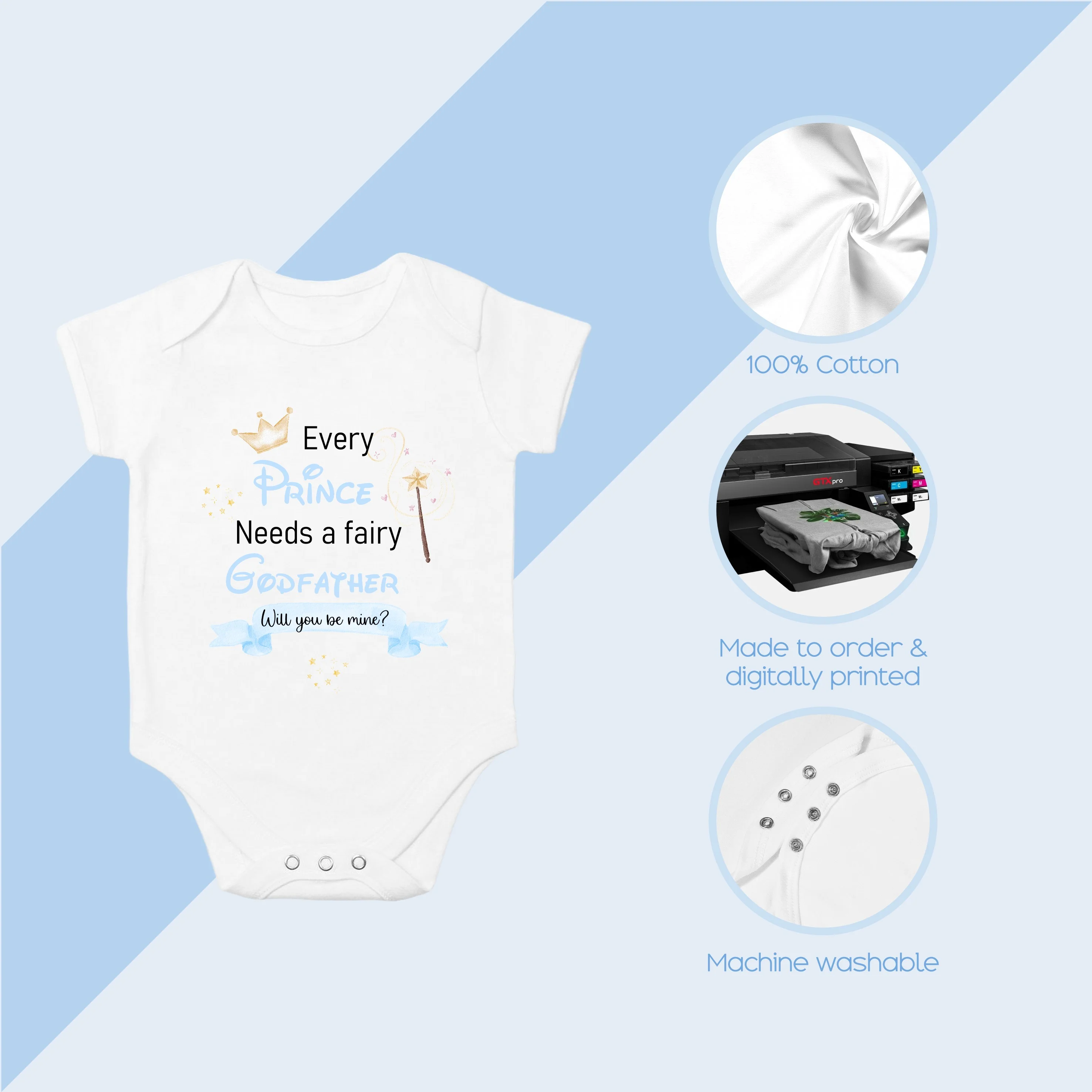 Every Prince needs a Godfather? Proposal Announcement Baby Vest - Image 3