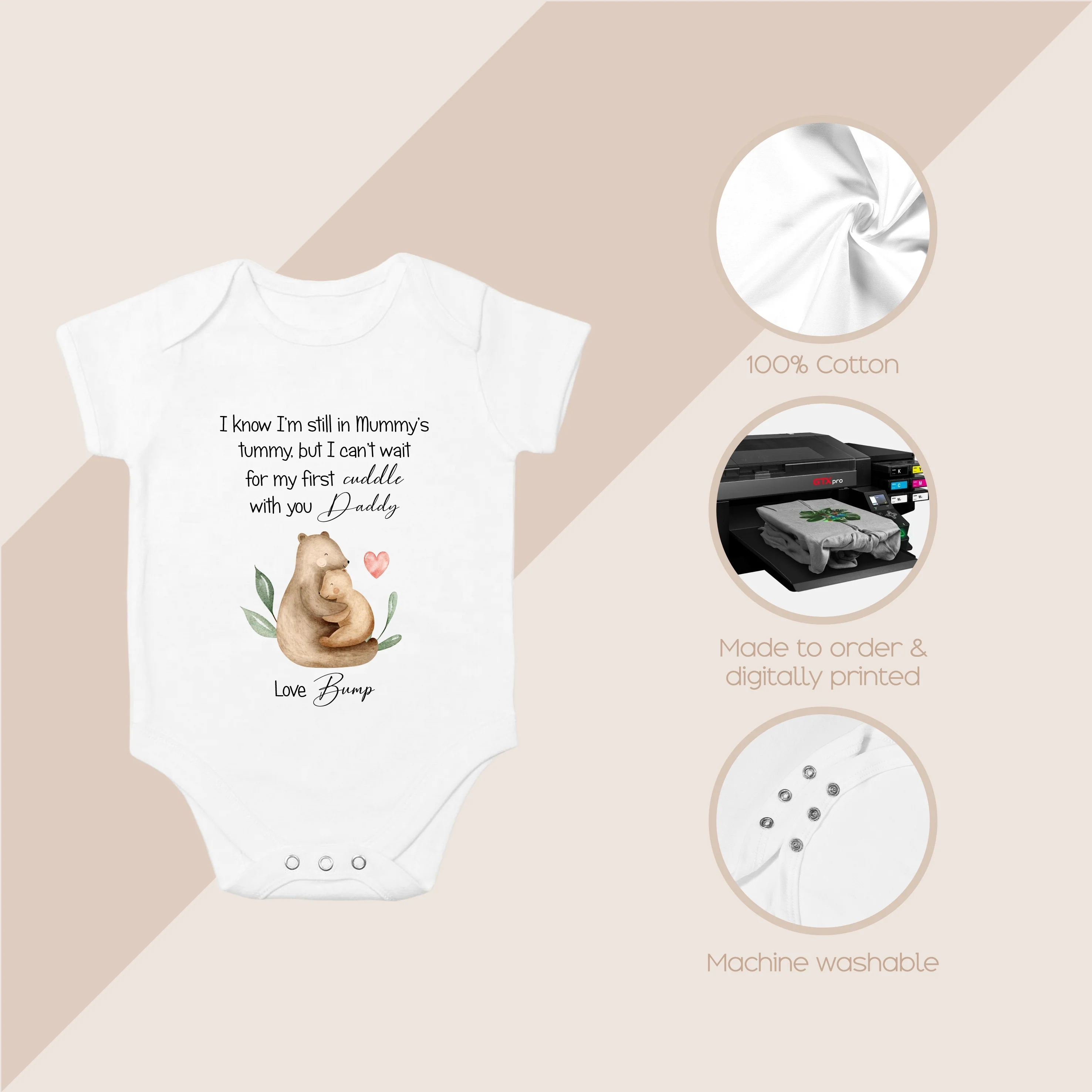 Father's Day Love Bump Bears Baby Announcement Vest - Image 3