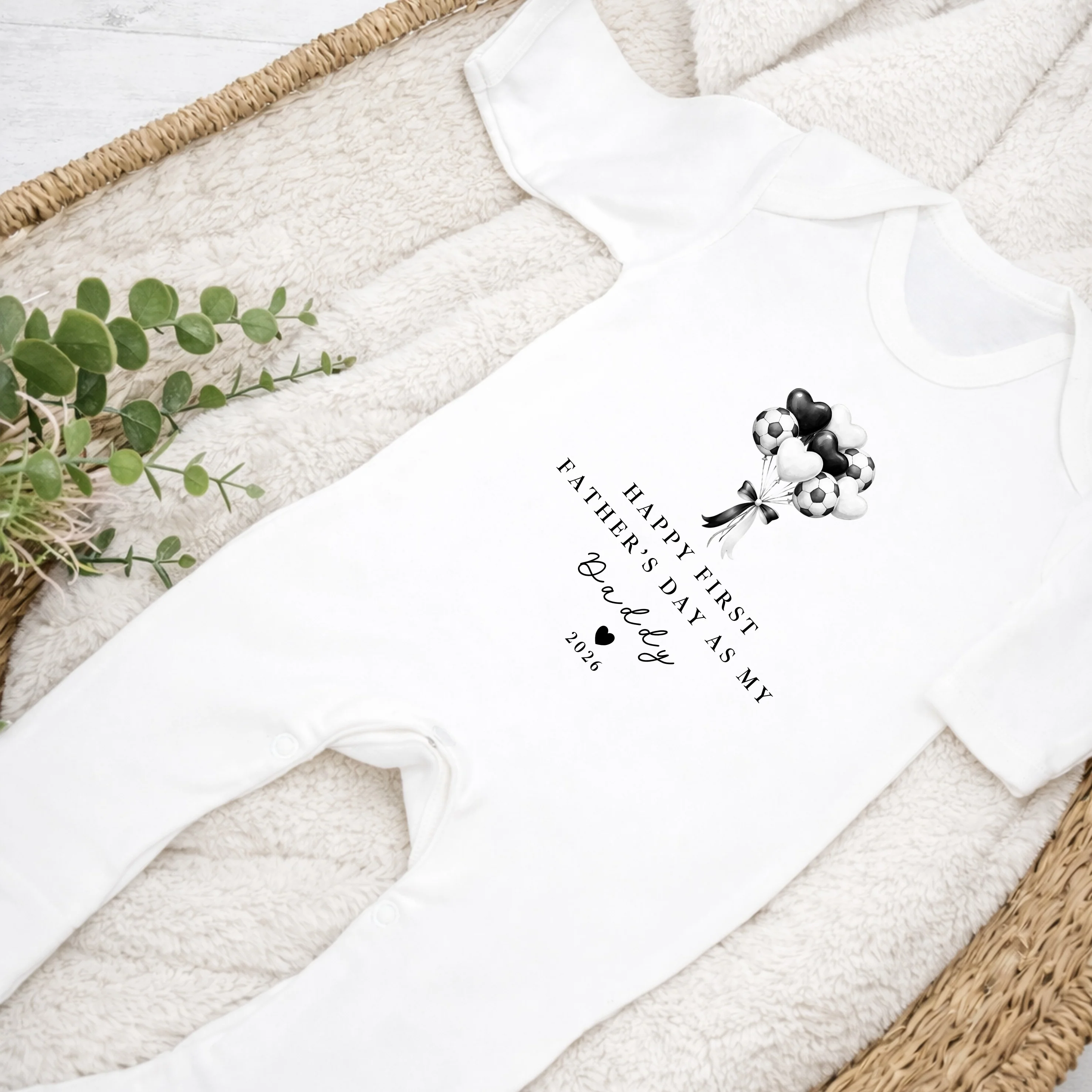 Football Balloons Happy First Father's Day Baby Grow or Vest - Image 2