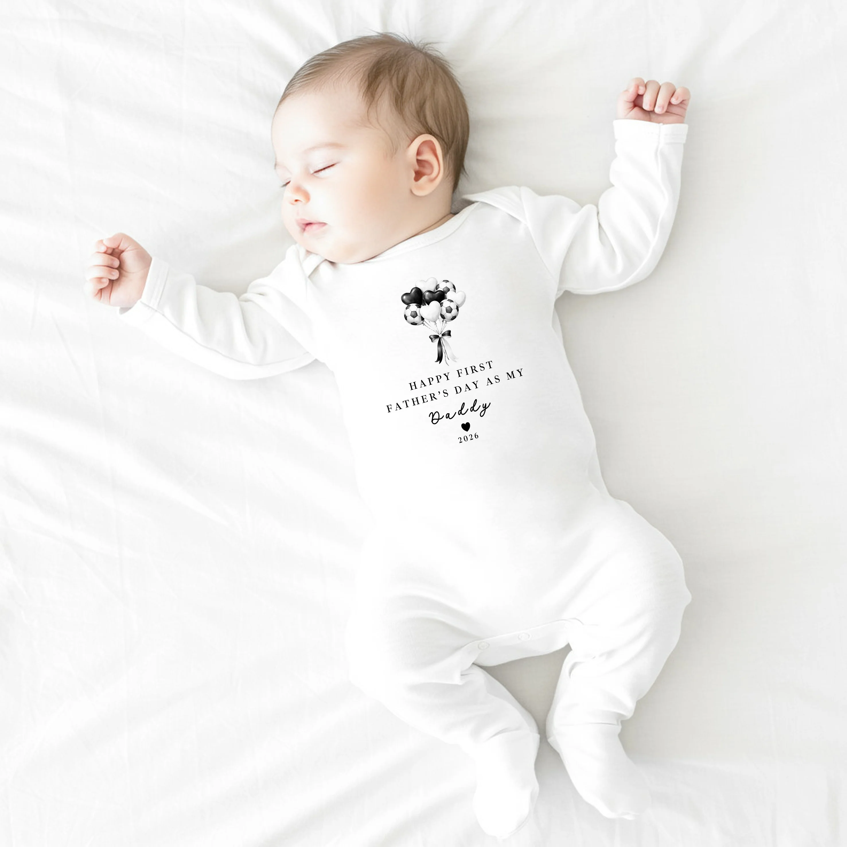 Football Balloons Happy First Father's Day Baby Grow or Vest - Image 6