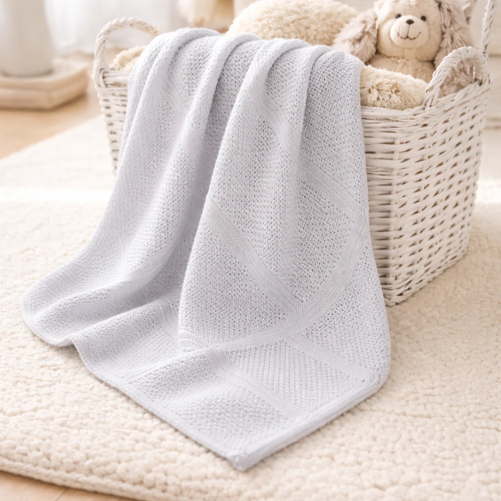 Grey Cellular Baby Blanket