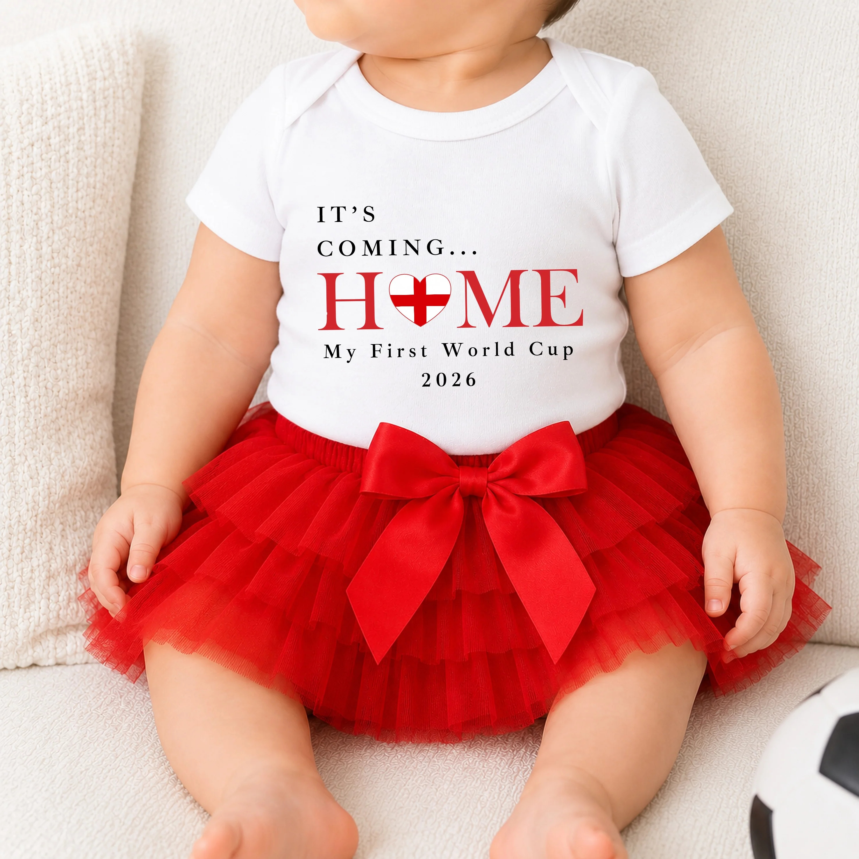 Heart It's Coming Home World Cup Baby Vest & Red Tutu Set - Image 2
