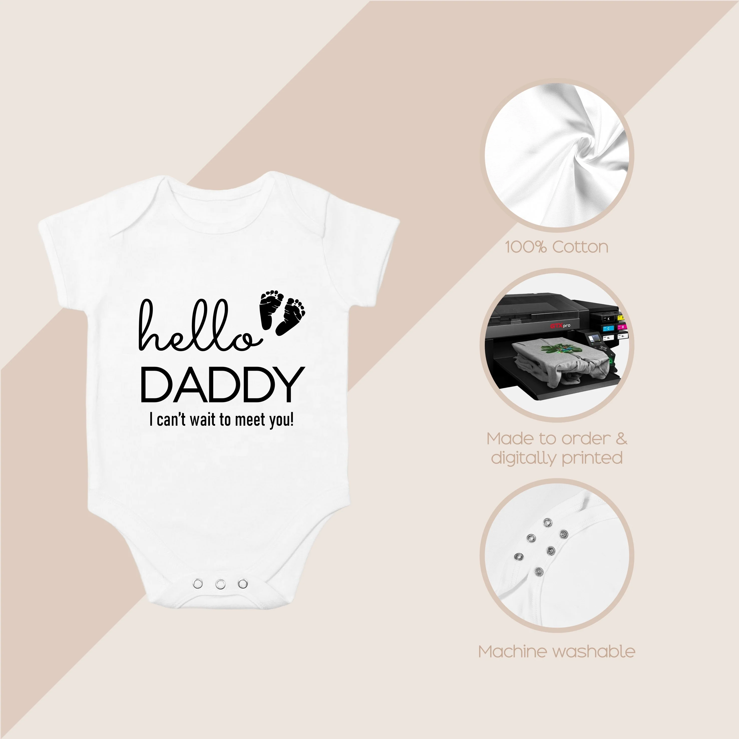 Hello Daddy I Can't Wait Baby Announcement Vest - Image 4