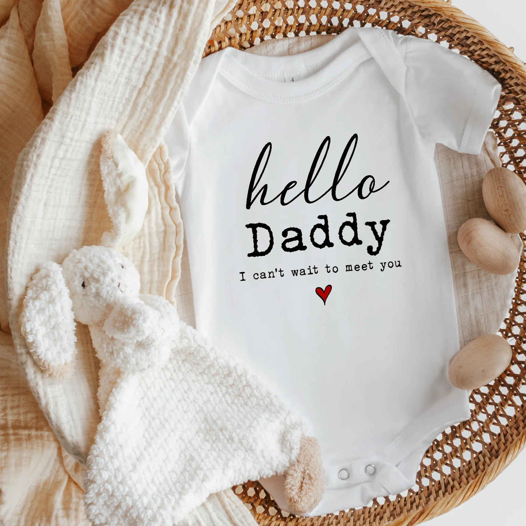 Hello Daddy I can't Wait To Meet You Baby Announcemet Vest