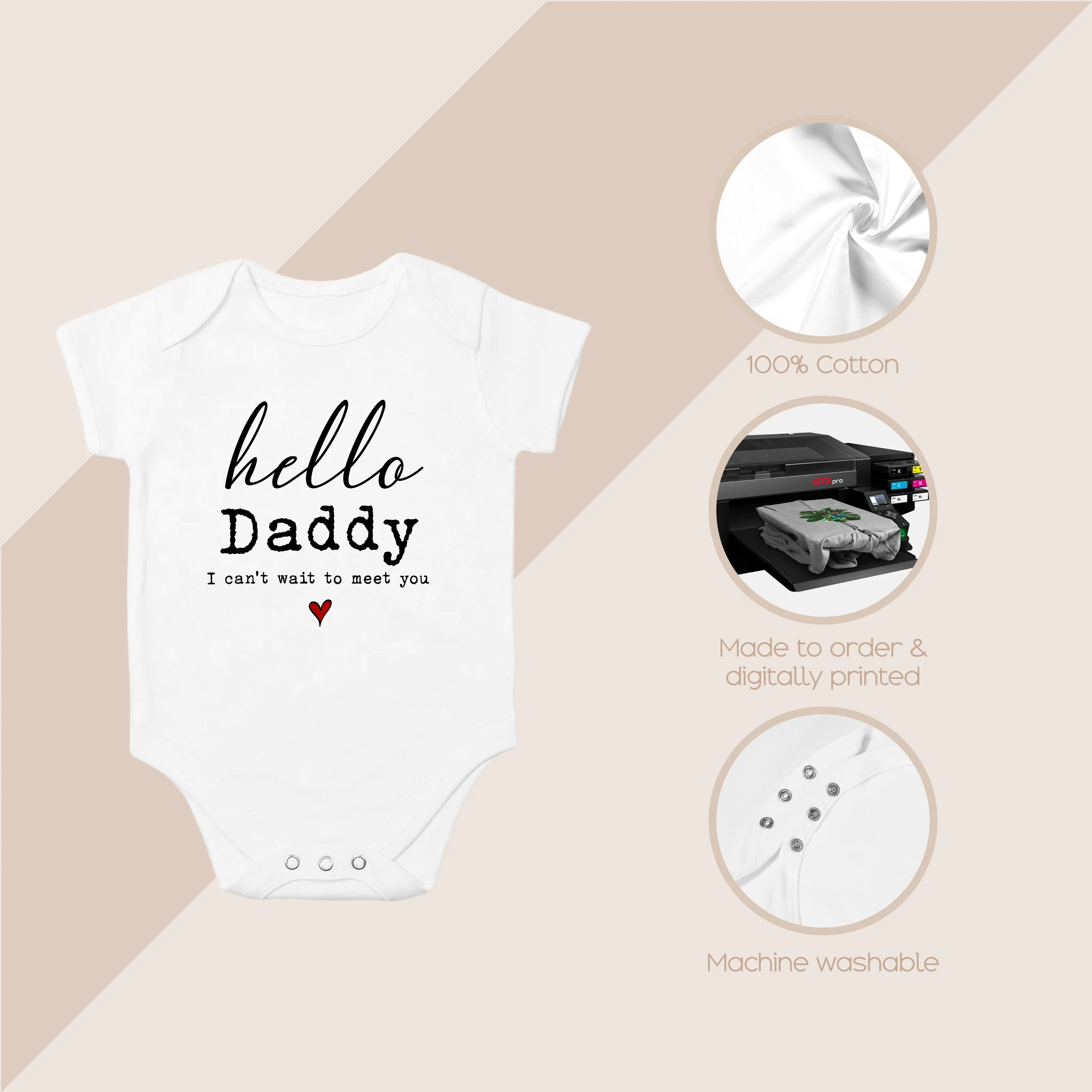 Hello Daddy I can't Wait To Meet You Baby Announcemet Vest - Image 4