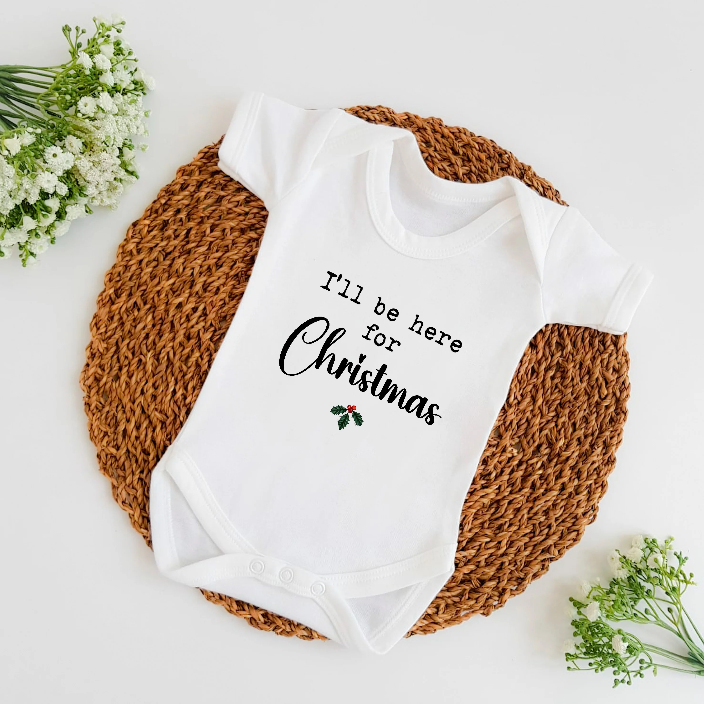 I'll Be Here For Christmas Baby Announcement Vest