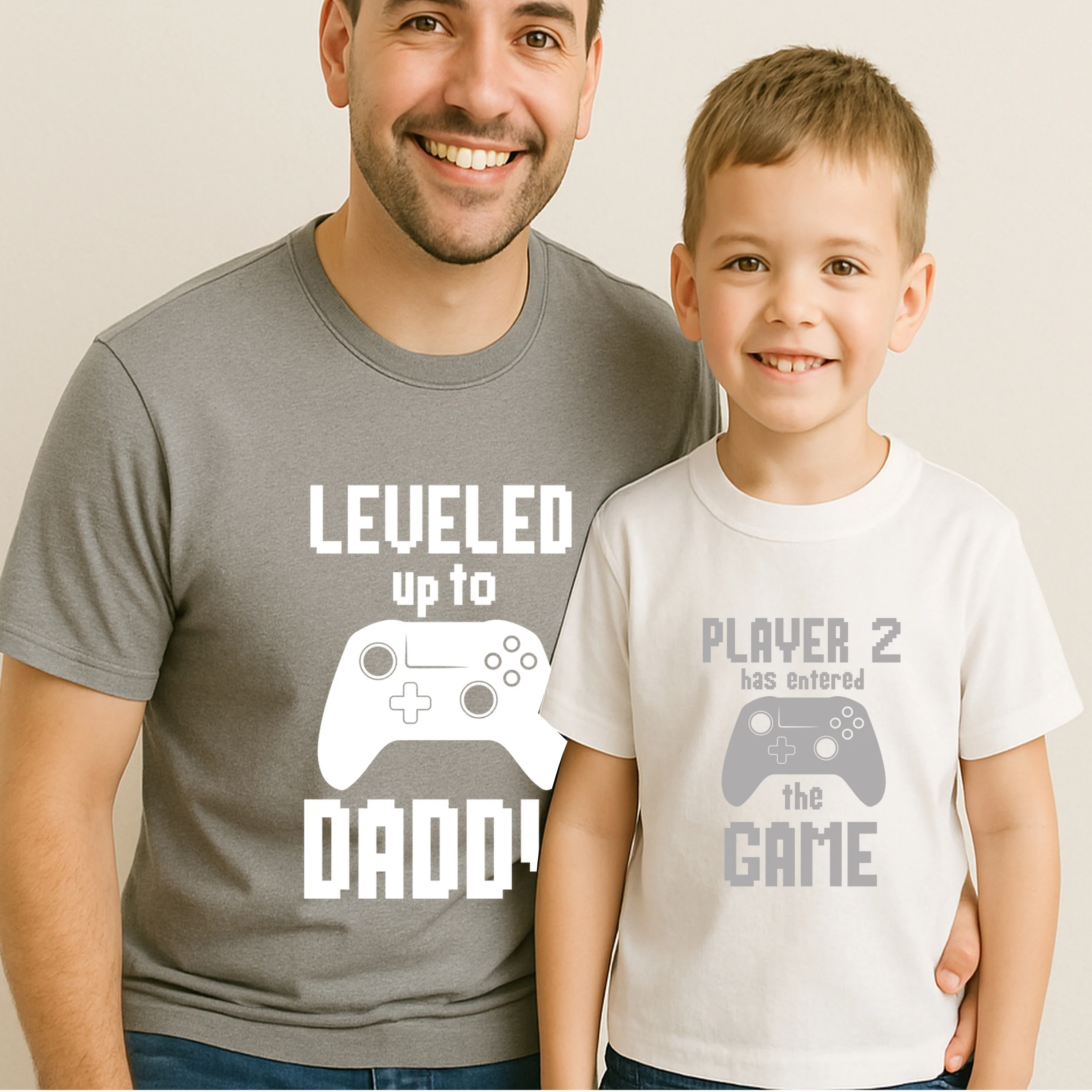 Leveled up to Daddy Gaming Grey Matching Outfits - Image 5