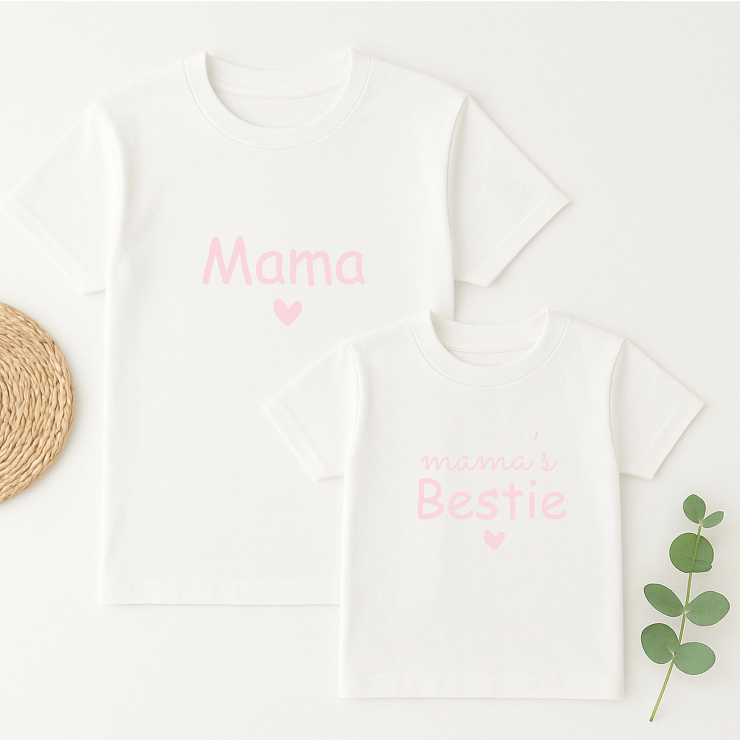 Mamas Bestie Pink Heart Matching Outfits