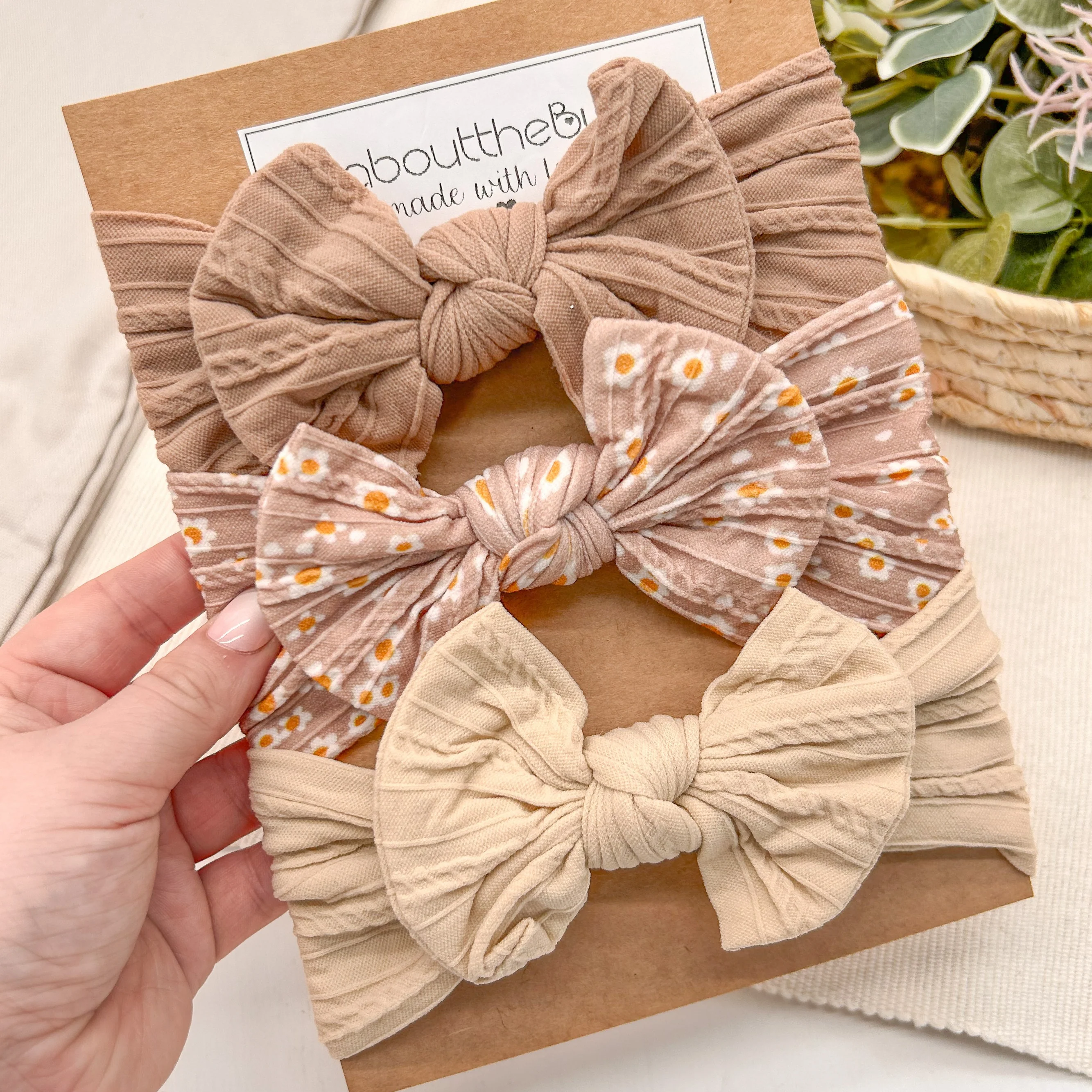 Multi-Pack Three Beige Headbands