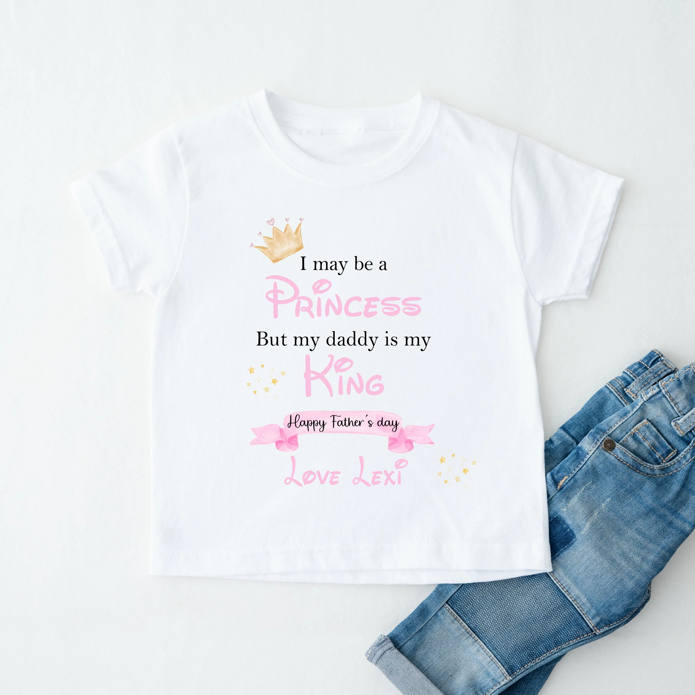 Personalised My Daddy Is My King Pink Father's Day T-shirt - Image 2