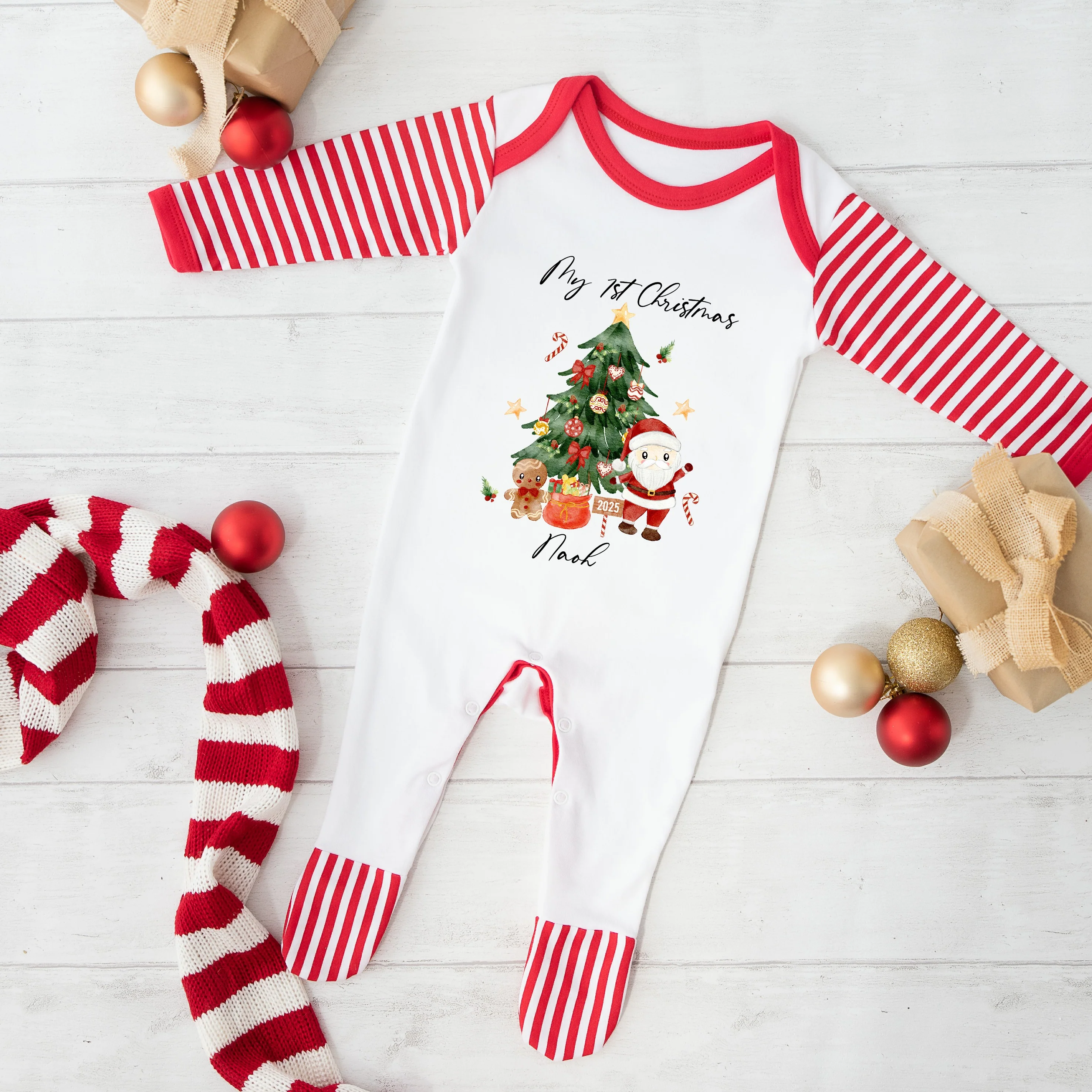My First Christmas Tree Scene Matching Sibling Outfit - Image 2
