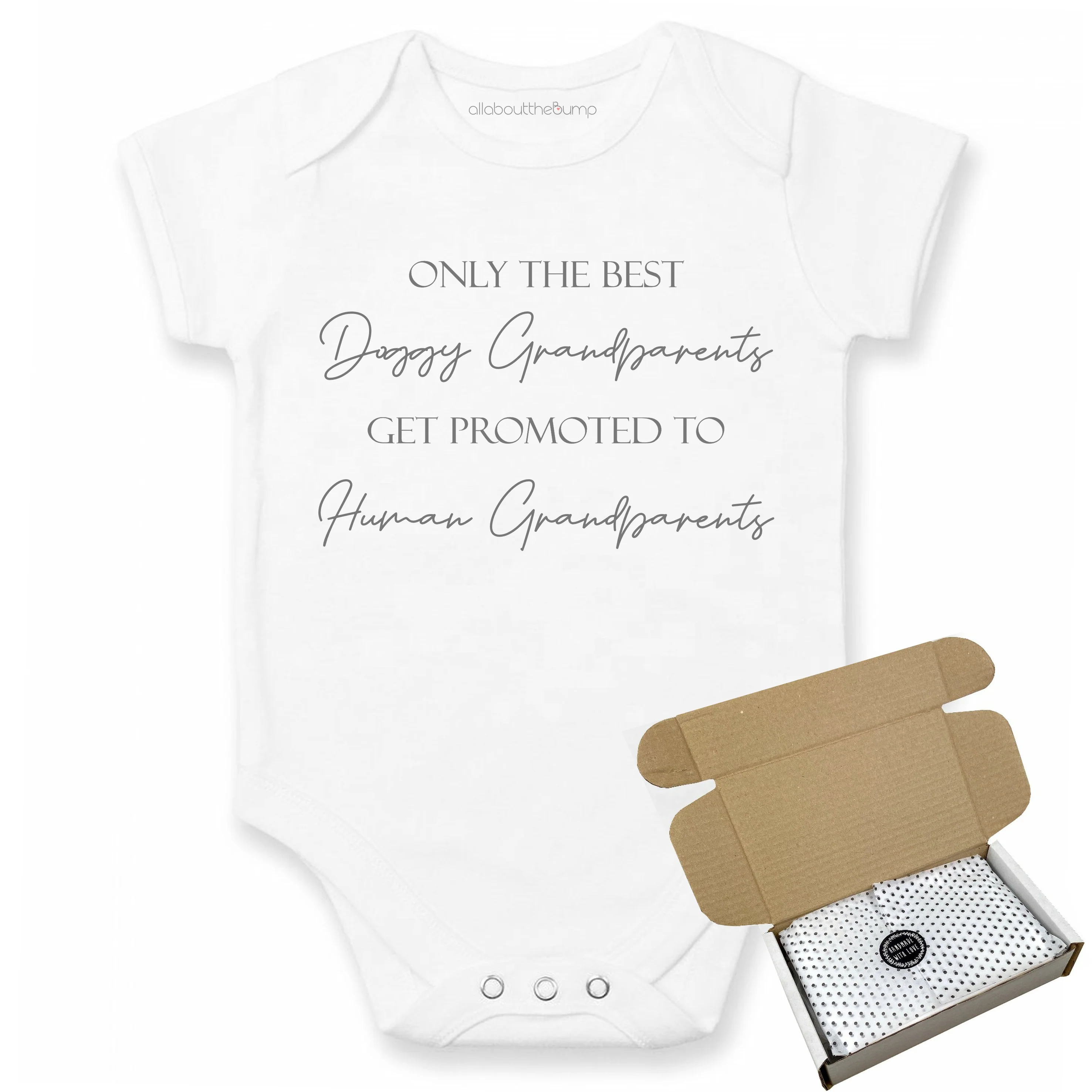 Only The Best Doggy Grandparents To Human Grandparents Baby Announcement Vest - Image 3