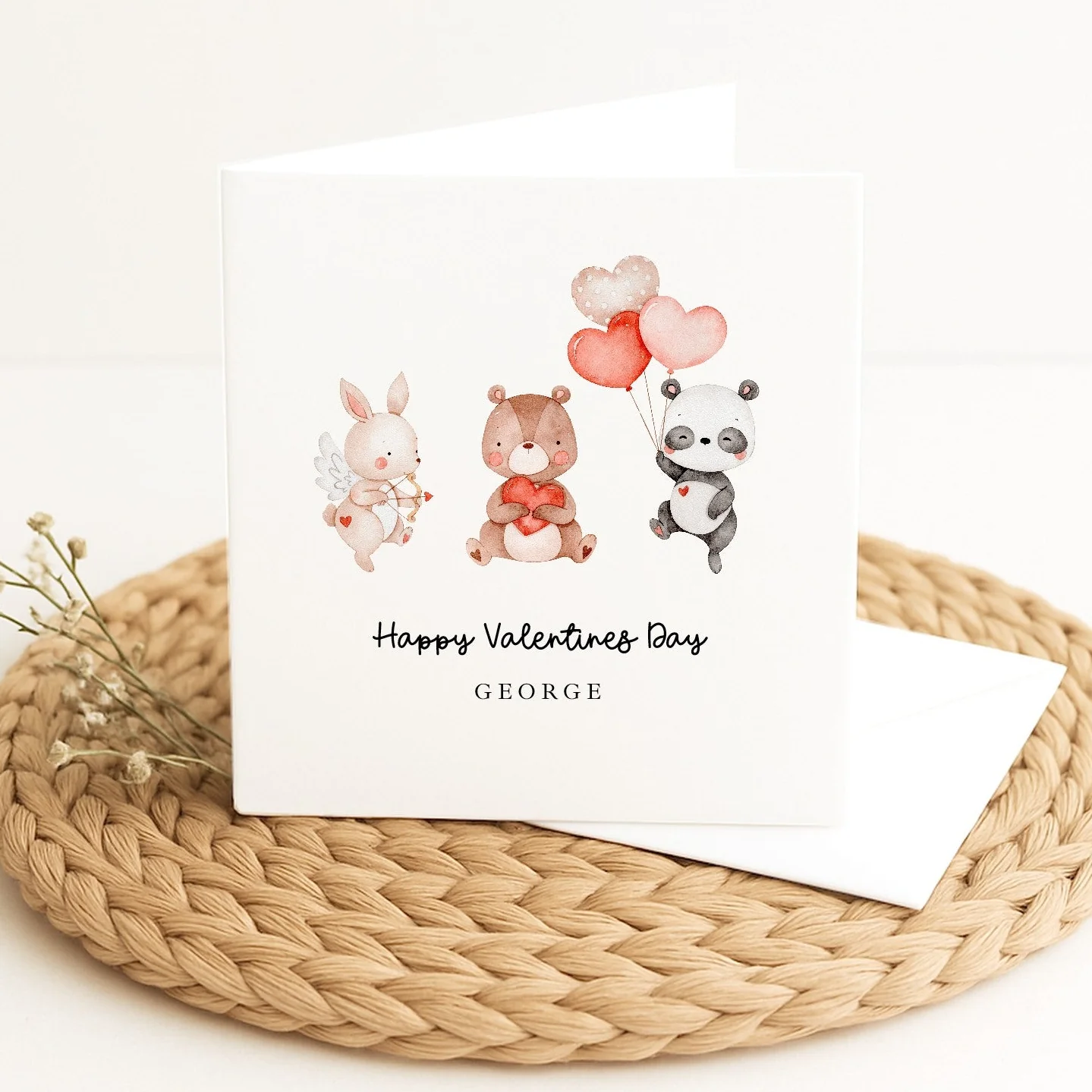 Personalised Animals Happy Valentine's Day Card