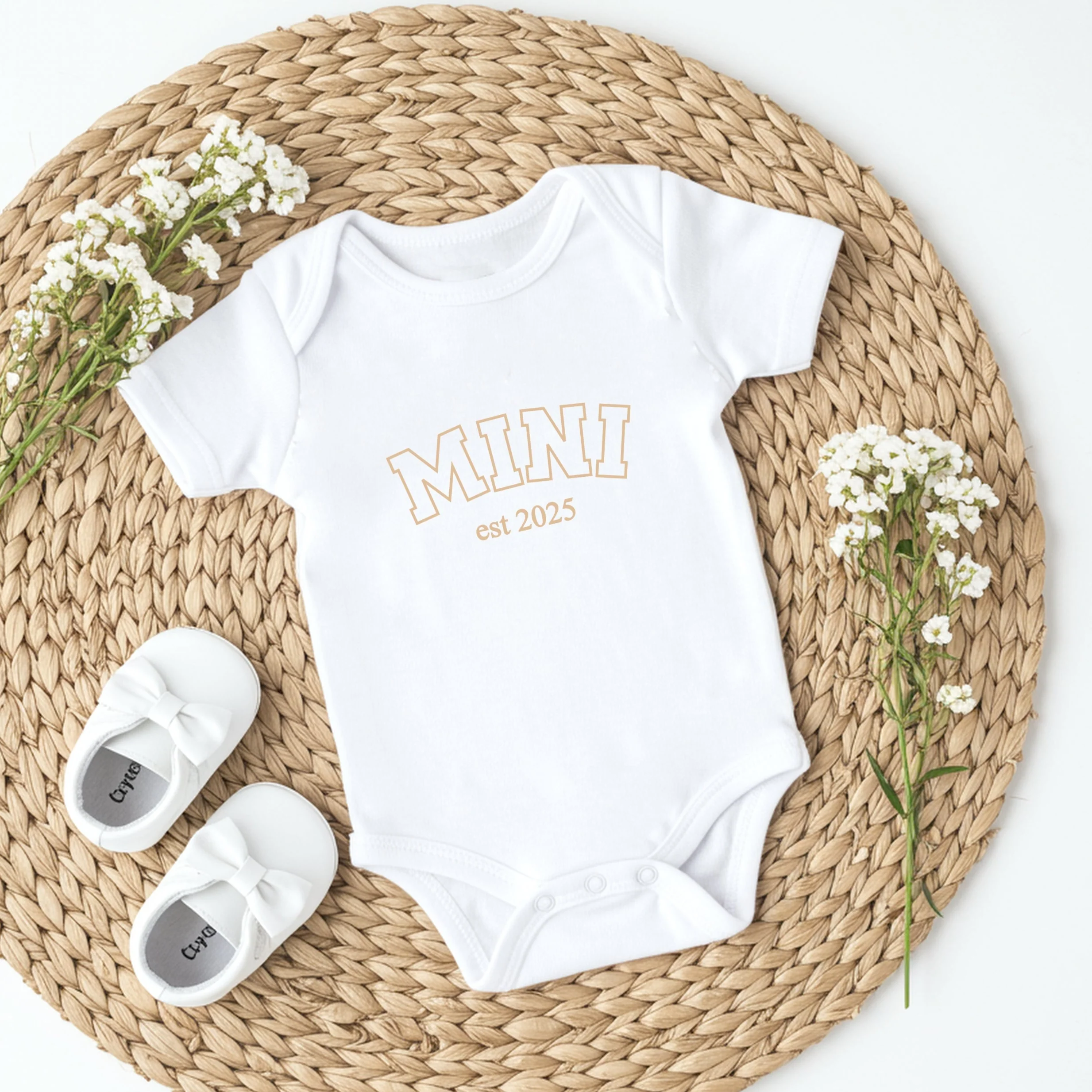 Personalised Auntie and Mini Est Beige Matching Outfits - Image 4
