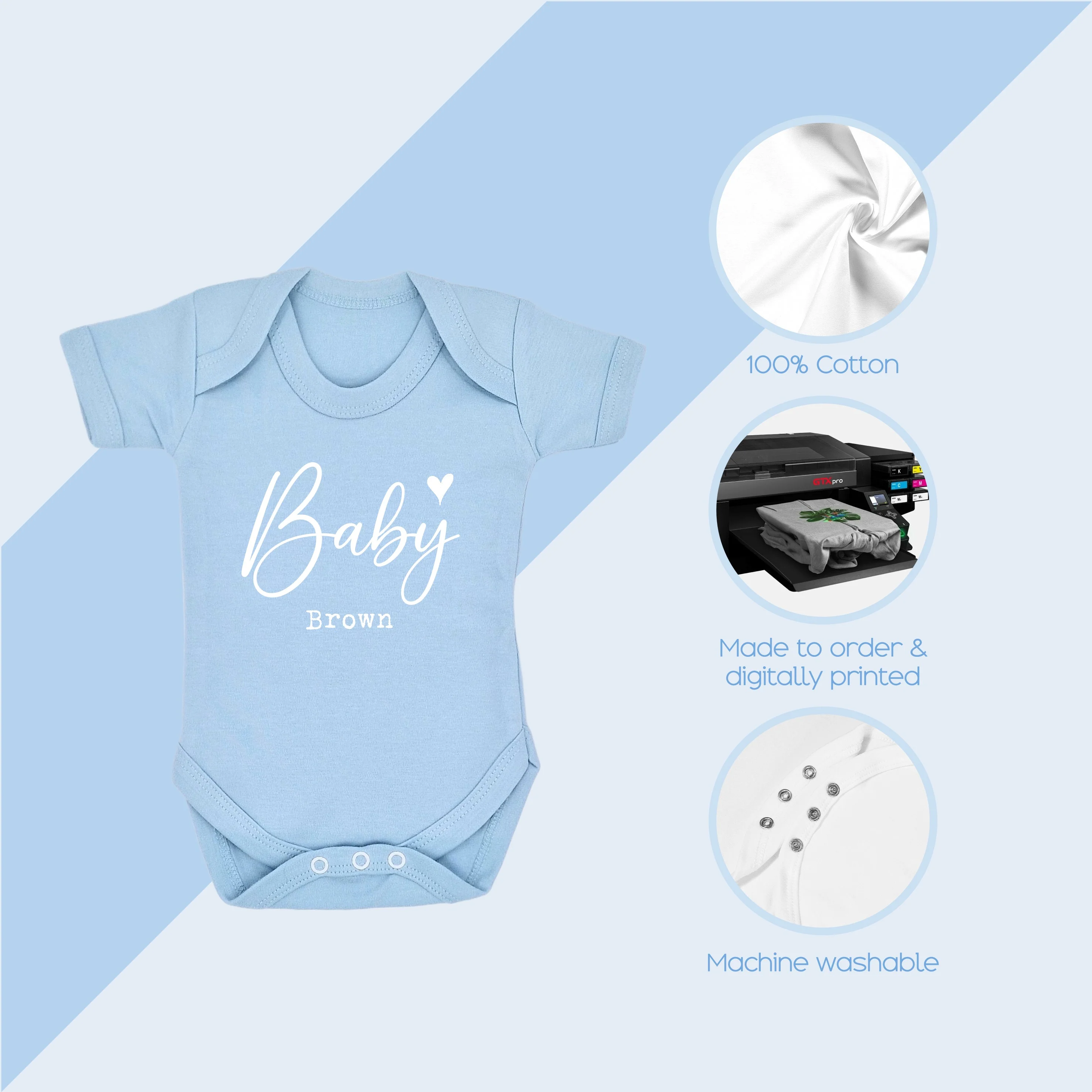 Personalised Baby Name Blue Babygrow With Optional Matching Accessories - Image 5
