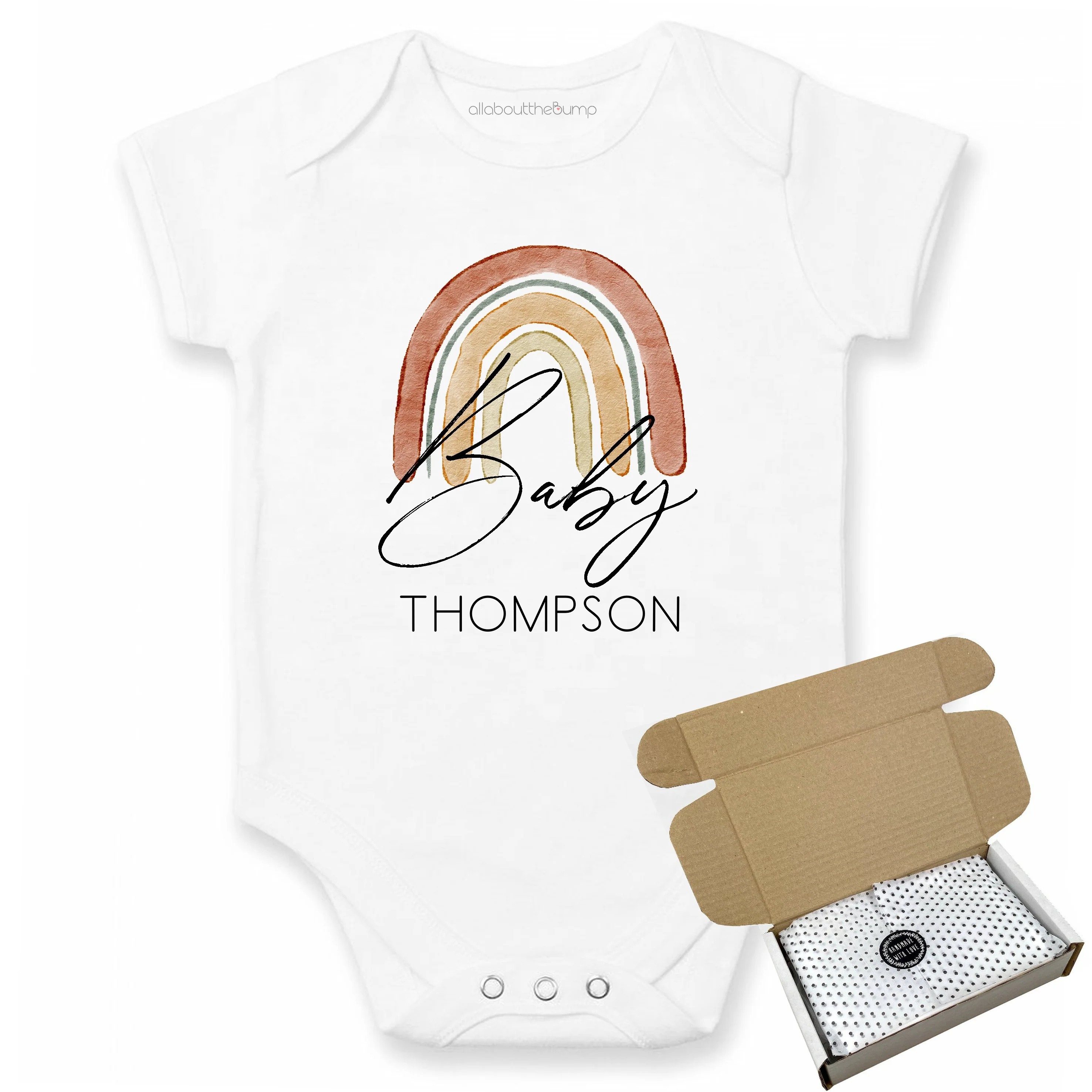 Personalised Baby Name Unisex Rainbow Baby Announcement Vest - Image 3