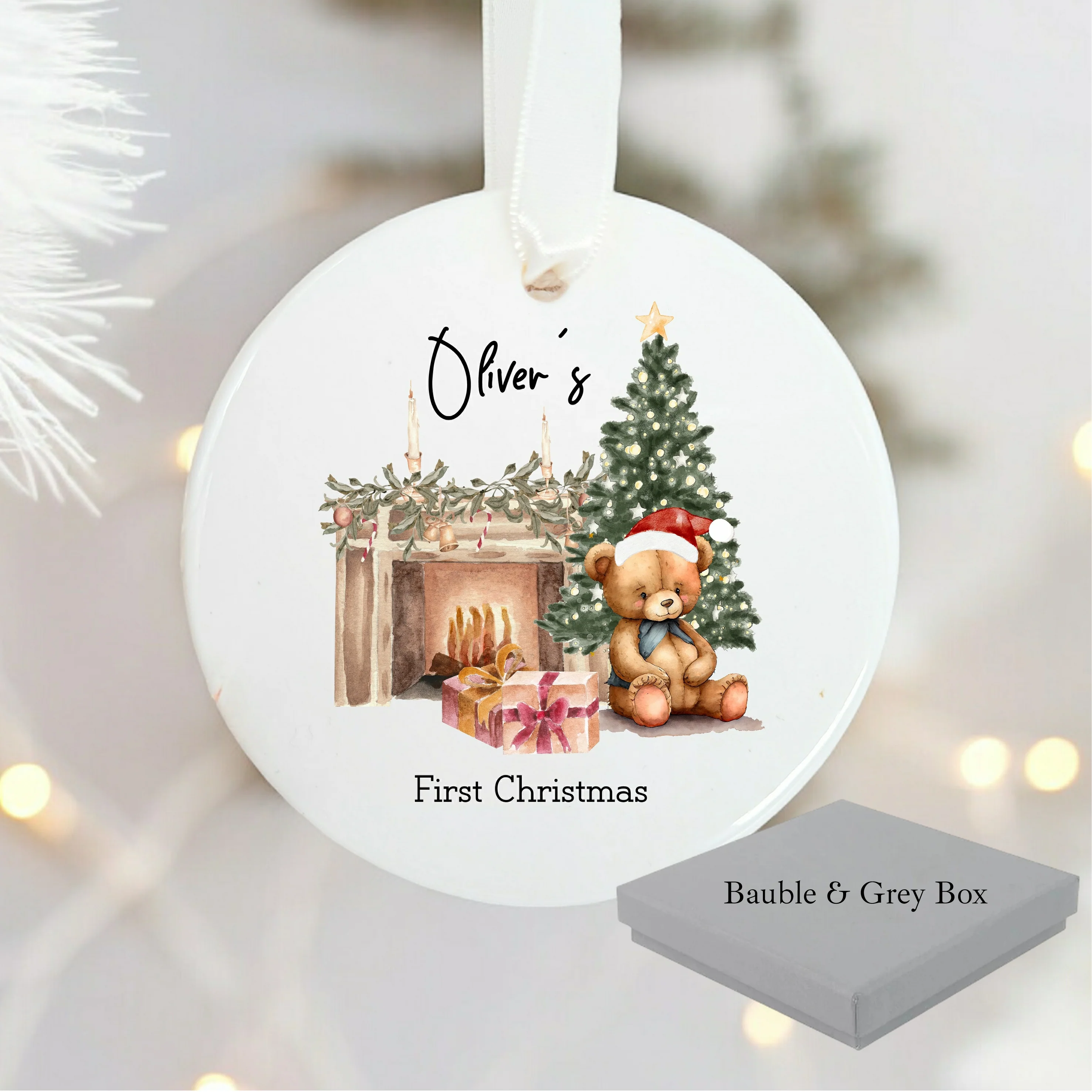 Personalised My First Christmas Teddy Bear Ceramic Tree Ornament - Image 6