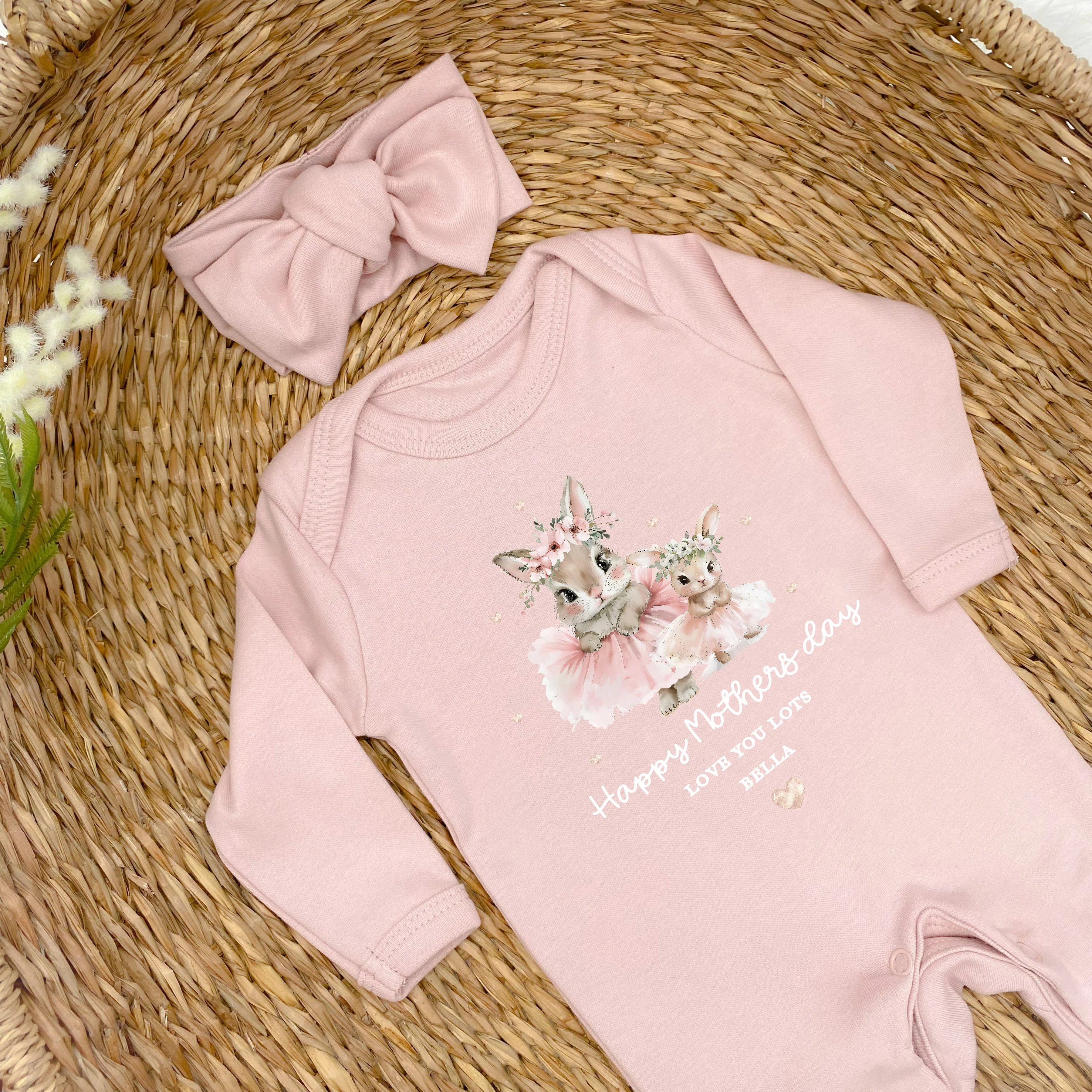 Personalised Ballerina Bunny Happy Mother's Day Baby Grow, Vest or Bib - Image 6