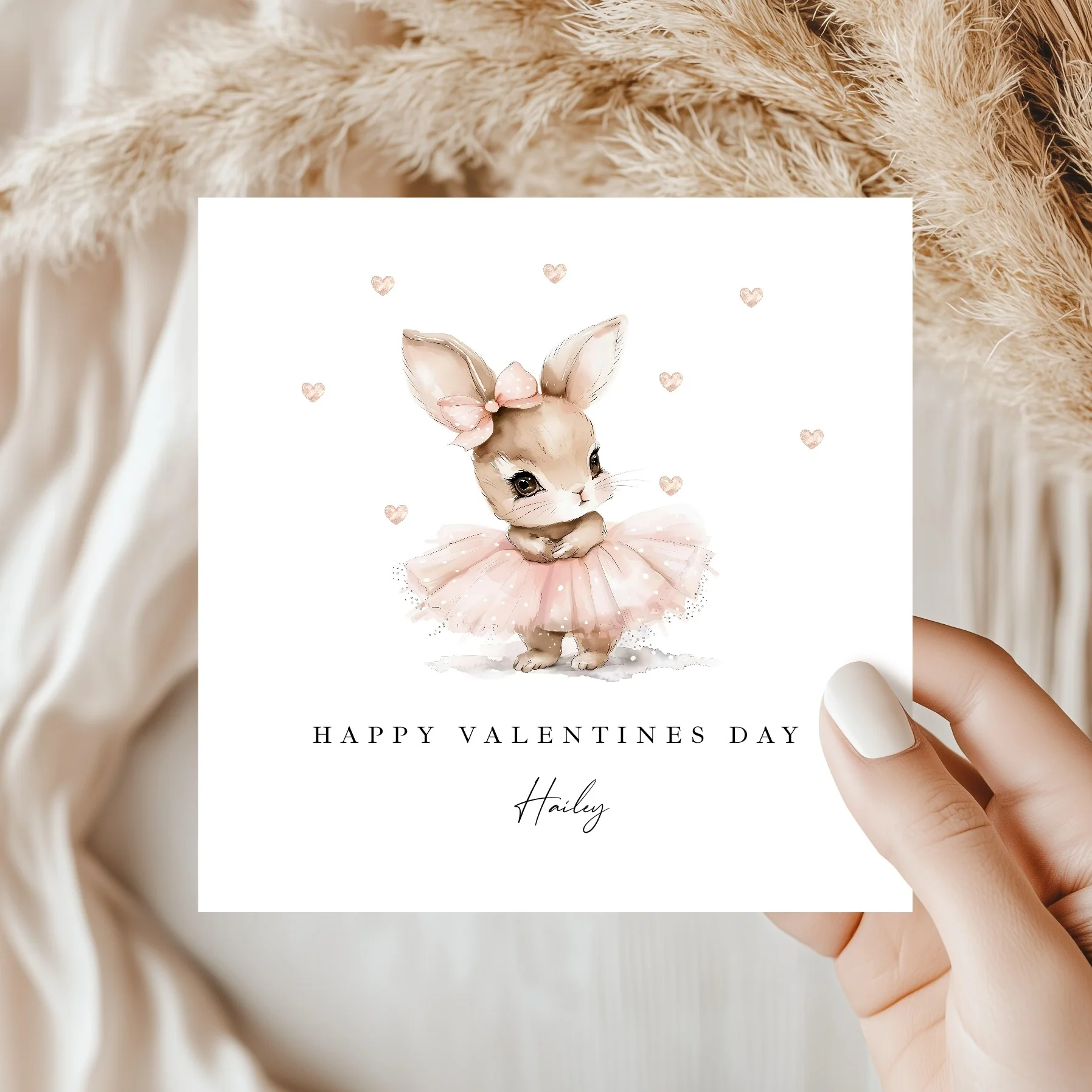 Personalised Ballerina Bunny Happy Valentine's Day Card - Image 2