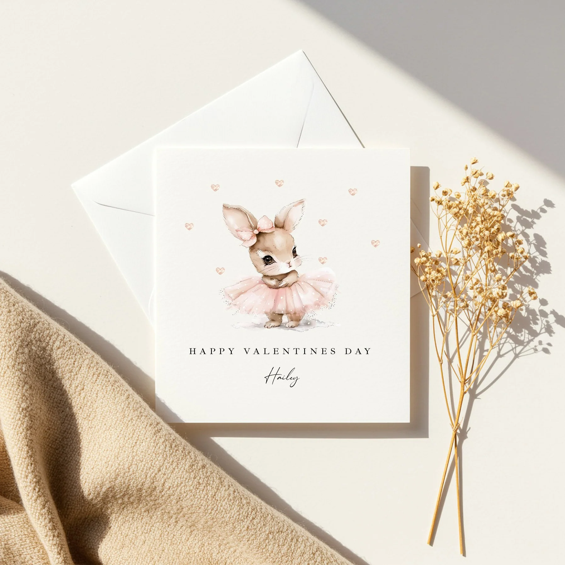 Personalised Ballerina Bunny Happy Valentine's Day Card - Image 3