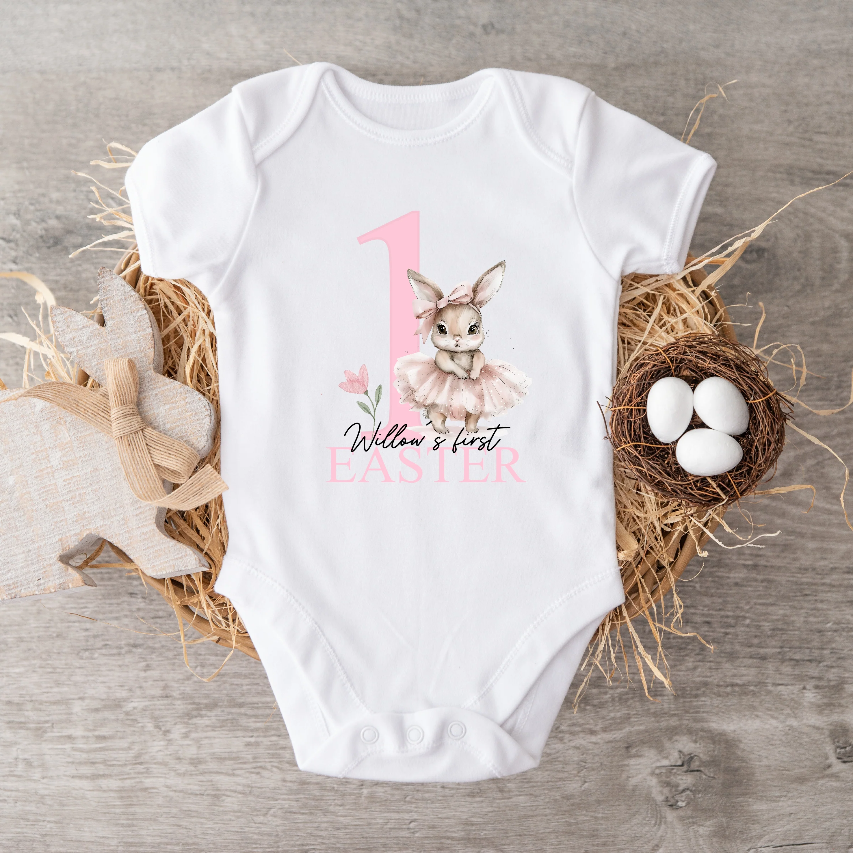Personalised Ballerina Bunny My First Easter Babygrow/Vest - Image 3