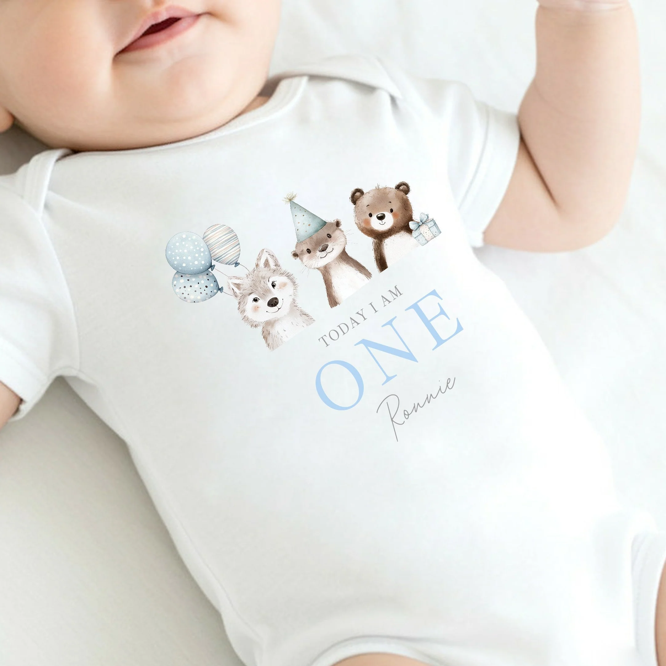 Personalised Bear Animals Today I Am One First Birthday Vest - Image 2