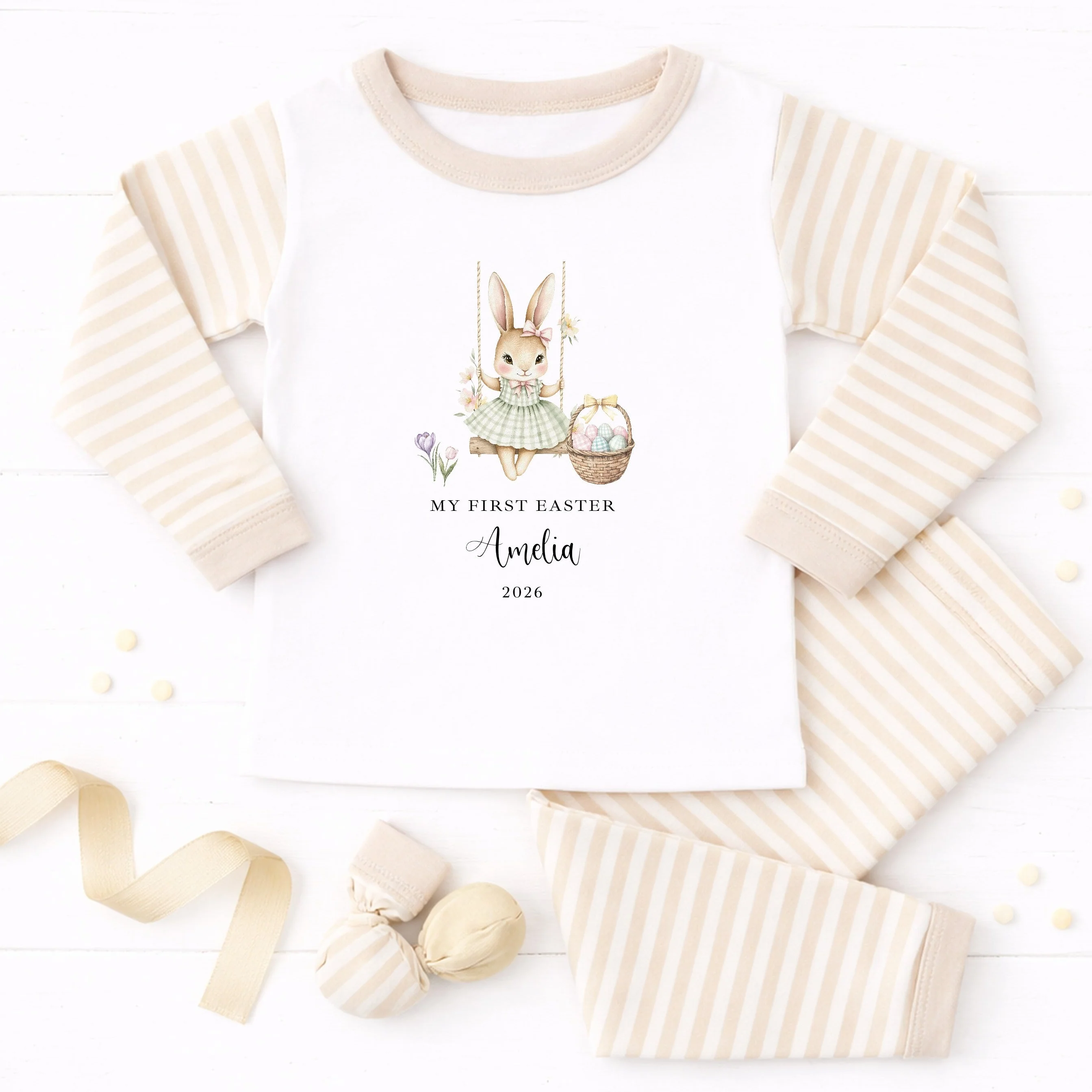 Personalised Beige Bunny My First Easter Pyjamas