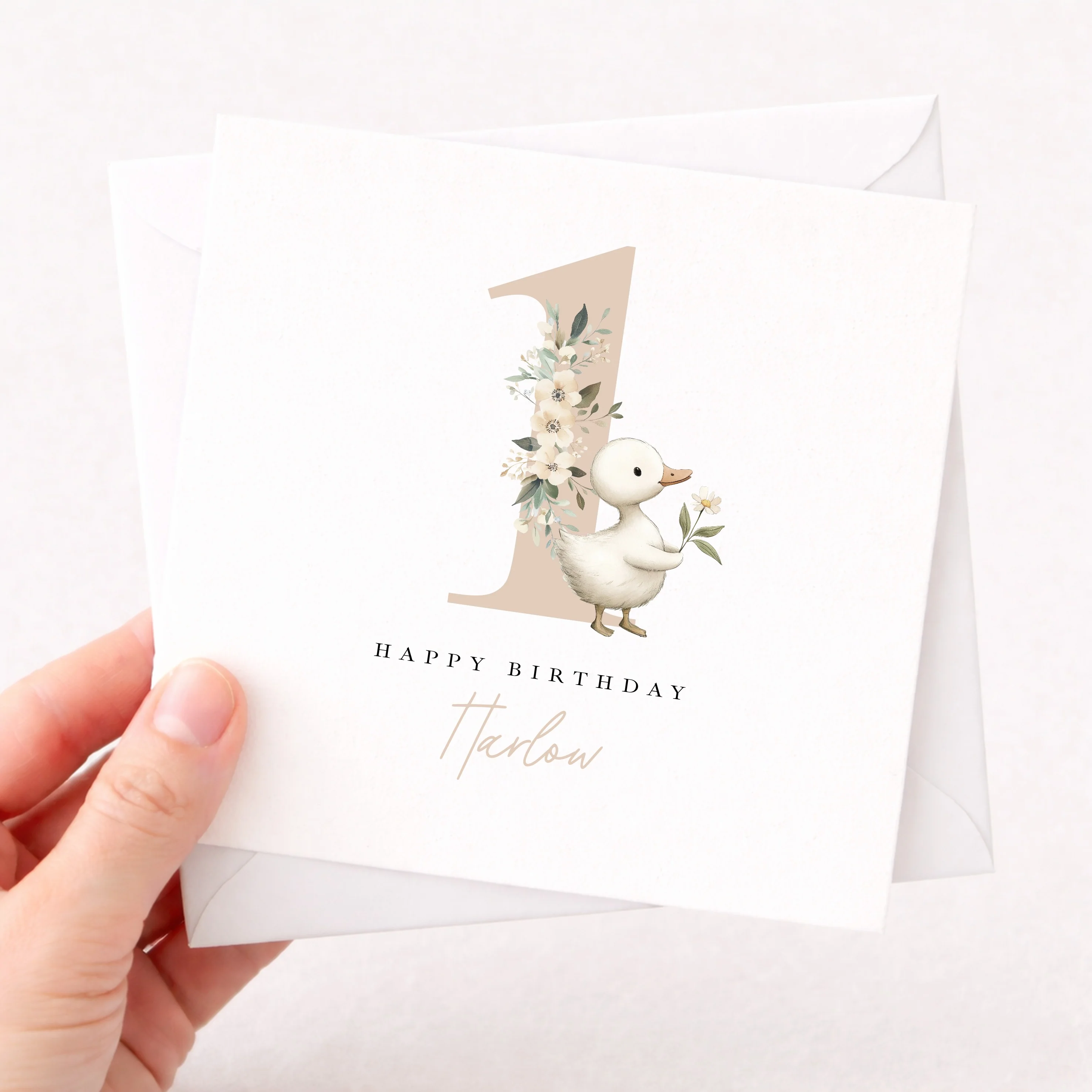 Personalised Beige Duck First Birthday Card - Image 6