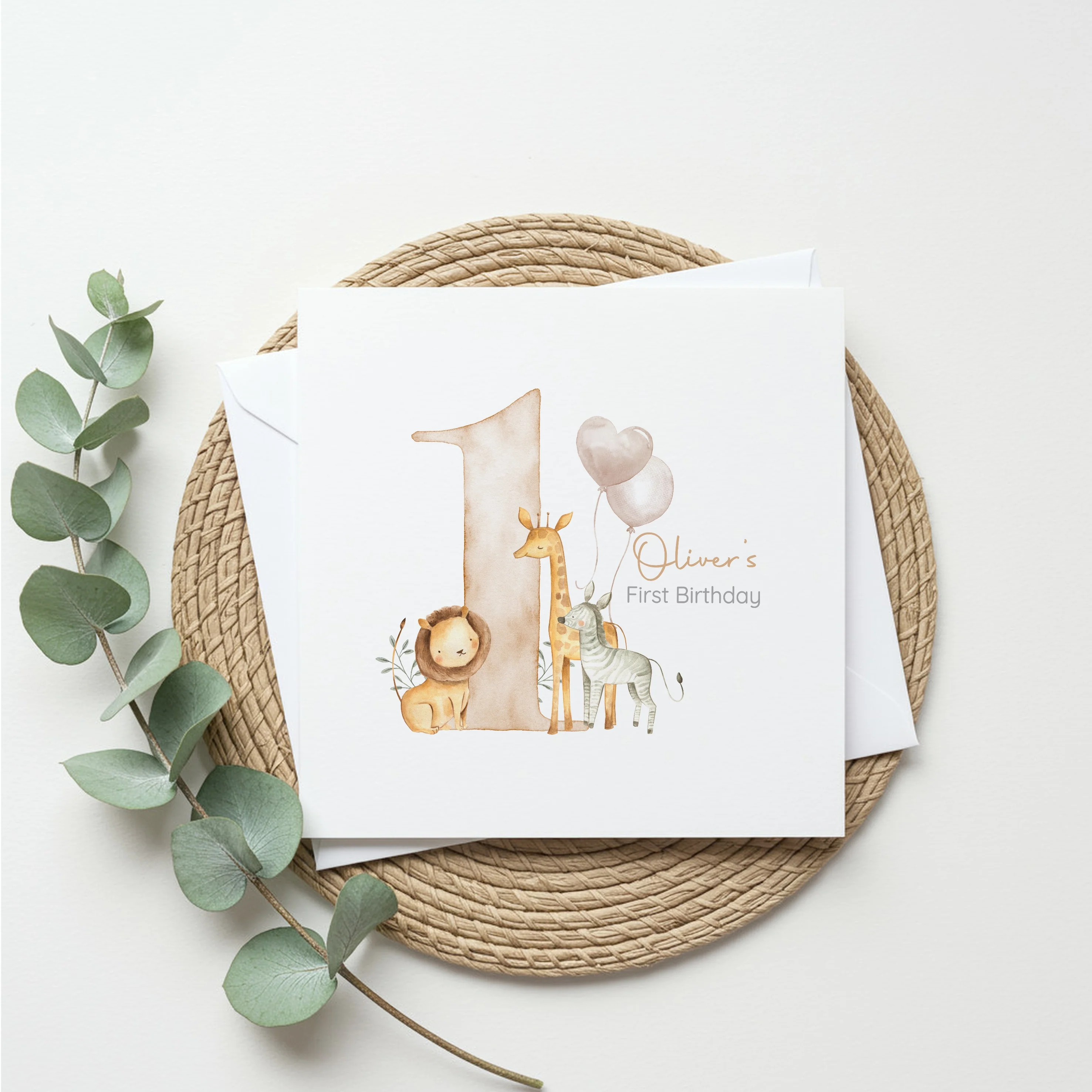 Personalised Beige Safari Any Age Birthday Card - Image 6