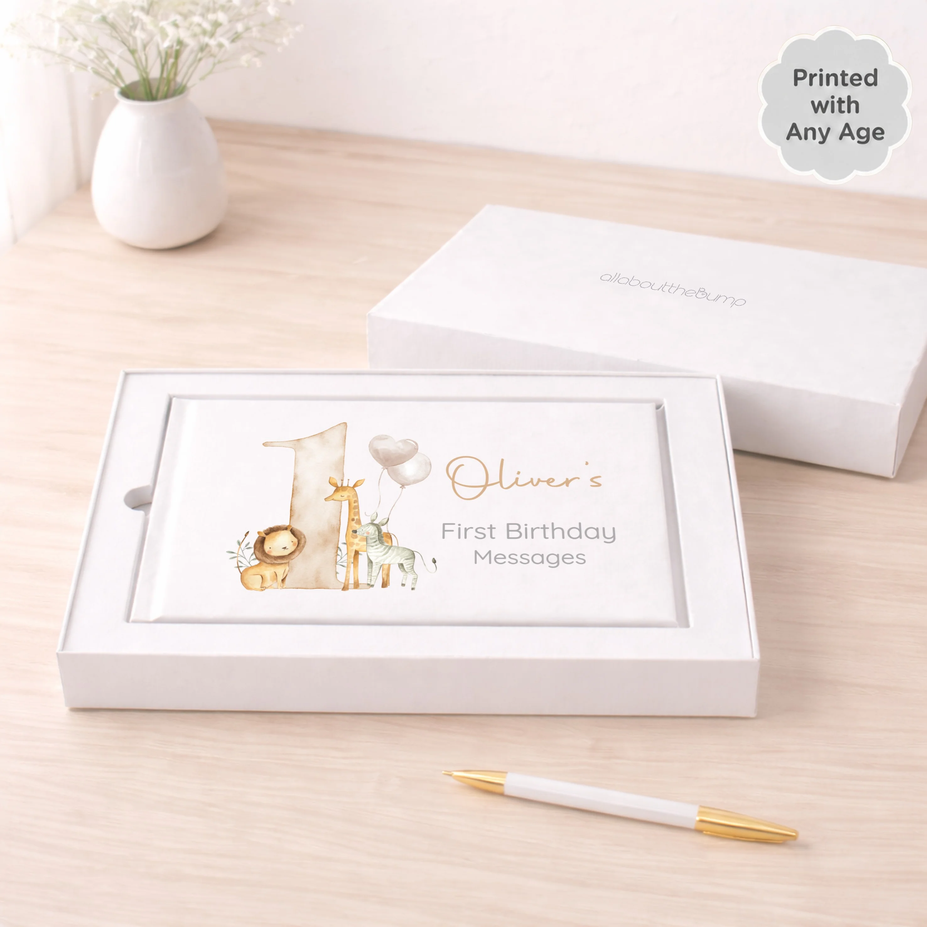 Personalised Beige Safari Birthday Party Guest Book - Image 3