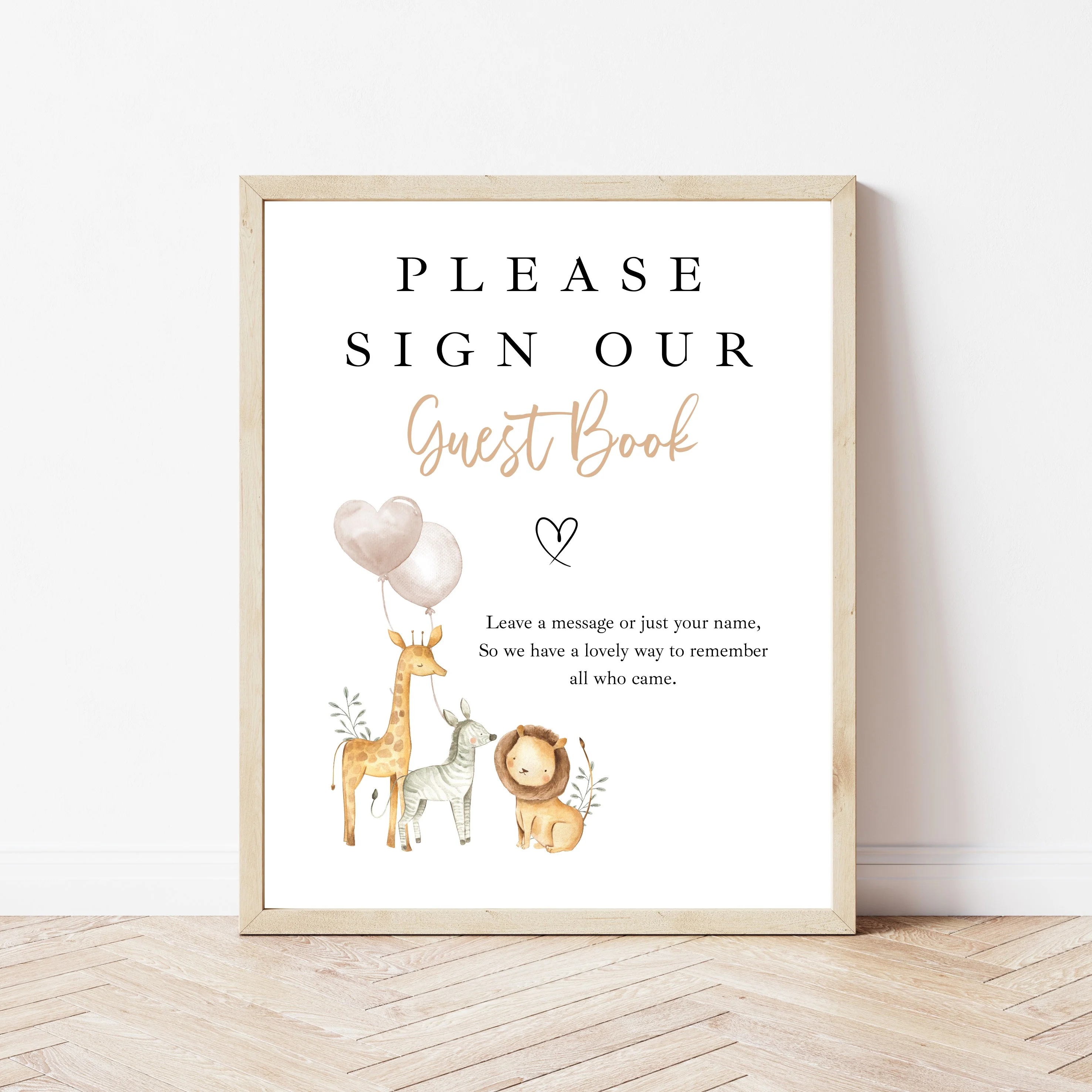 Personalised Beige Safari Birthday Party Guest Book - Image 7