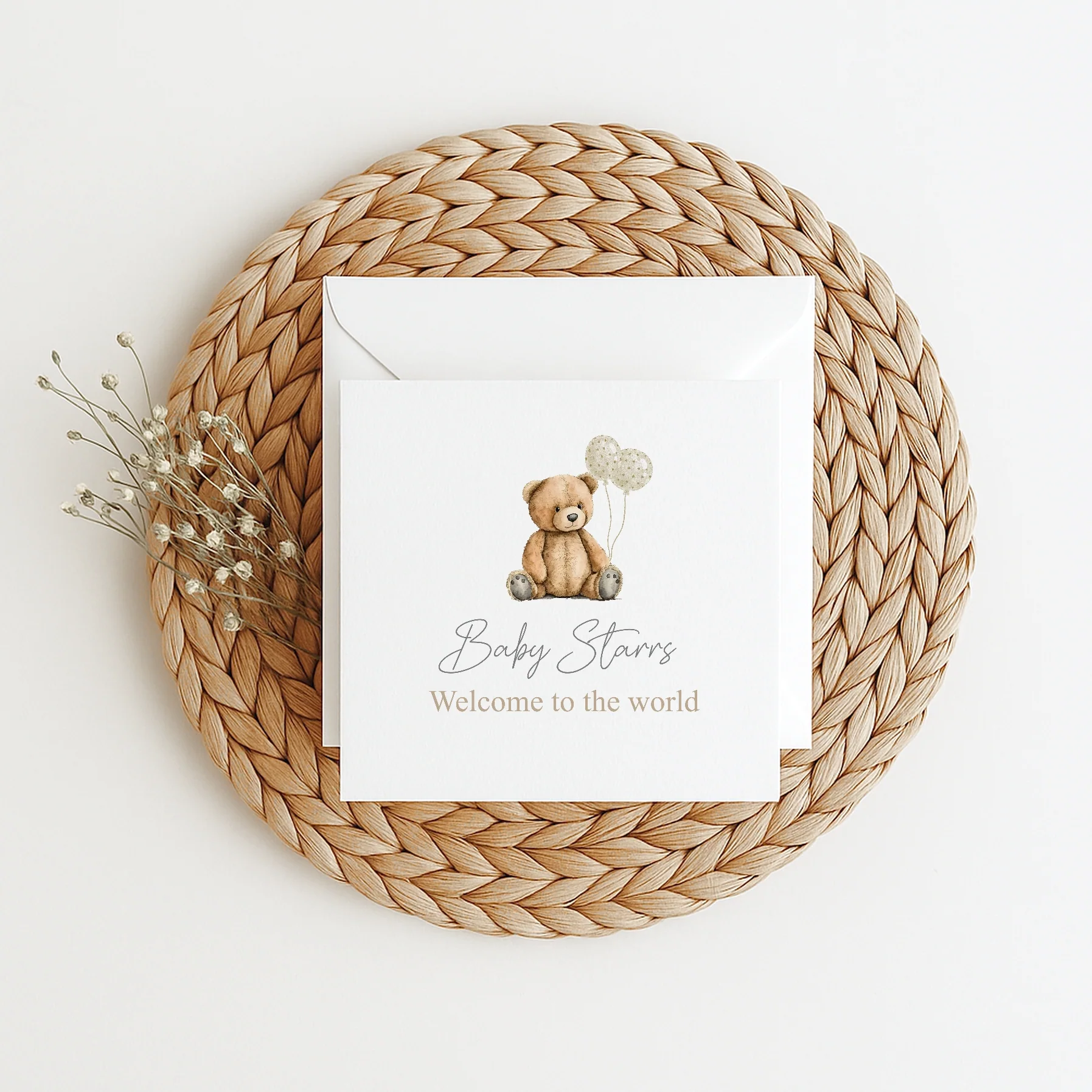 Personalised Beige Teddy Baby Shower Card - Image 4