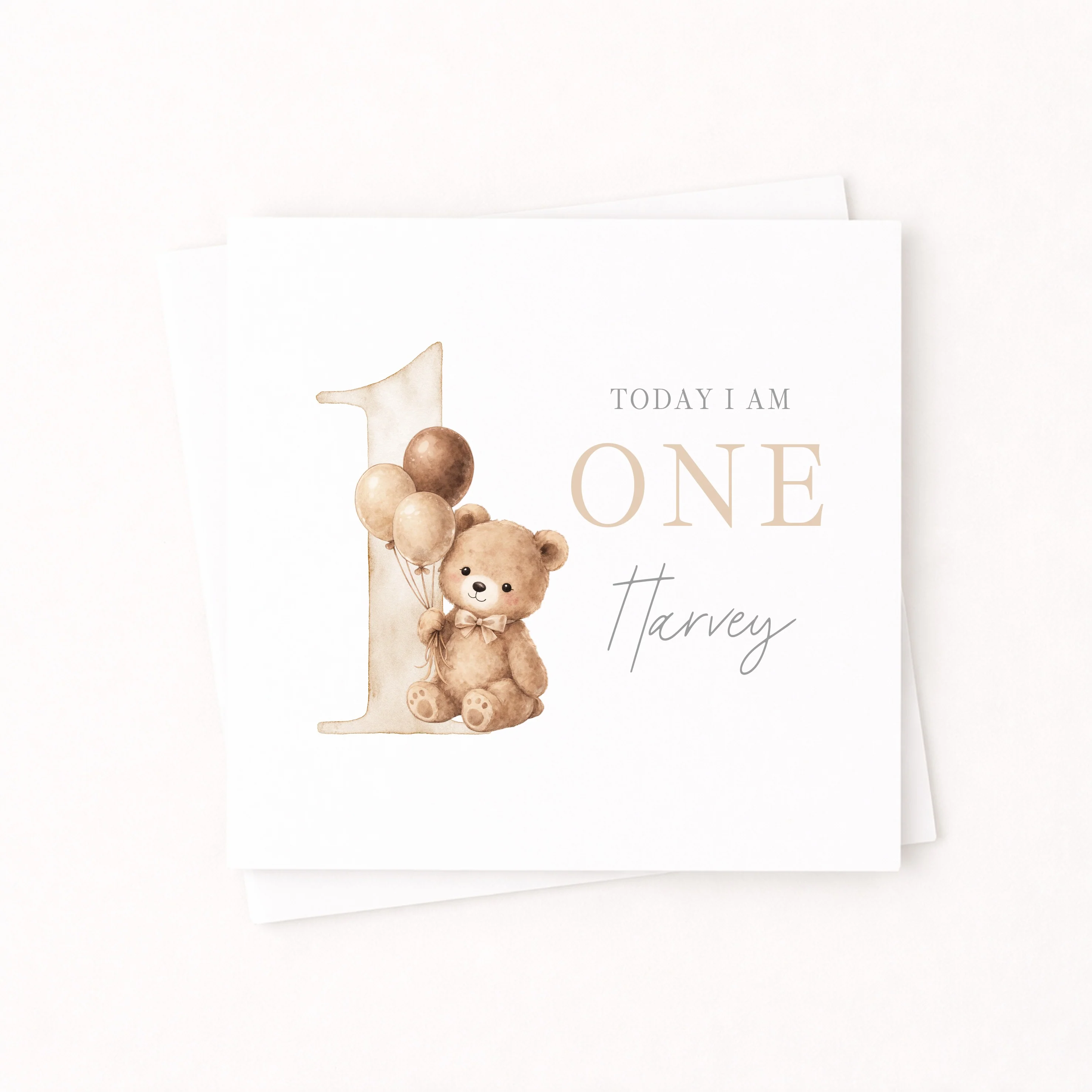 Personalised Beige Teddy Bear Any Age Birthday Card - Image 6